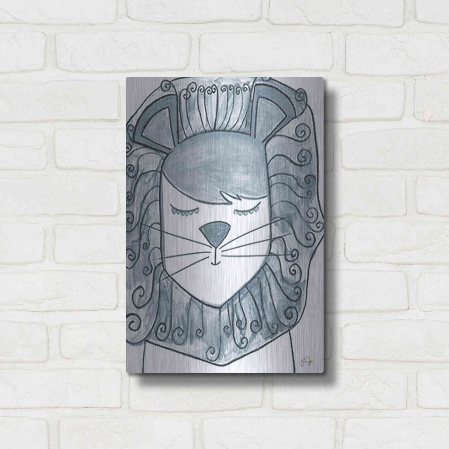 Luxe Metal Art 'Whimsical Baby Lion' by Yass Naffas Designs, Metal Wall Art,12x16