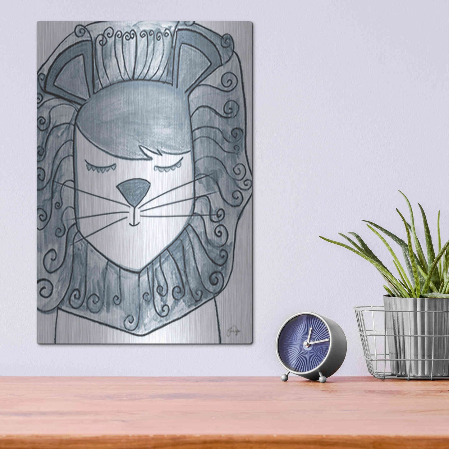 Luxe Metal Art 'Whimsical Baby Lion' by Yass Naffas Designs, Metal Wall Art,12x16