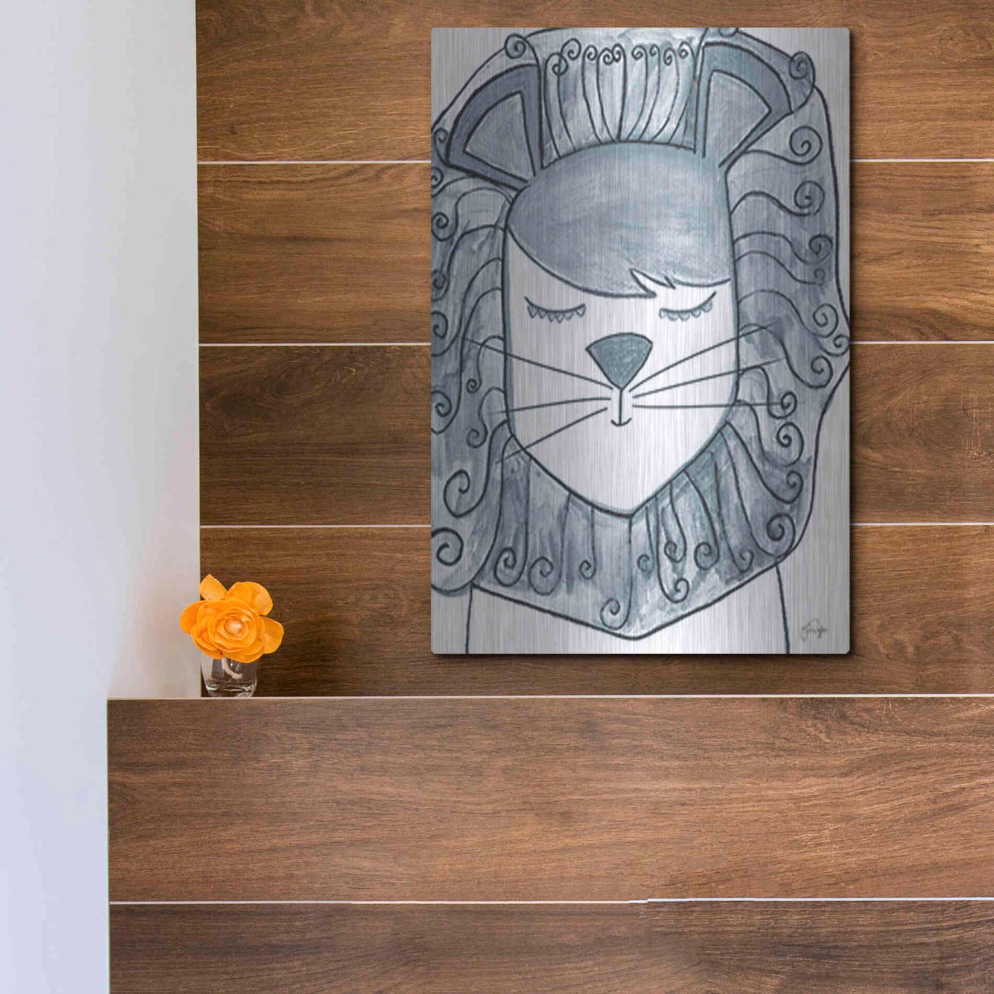 Luxe Metal Art 'Whimsical Baby Lion' by Yass Naffas Designs, Metal Wall Art,12x16