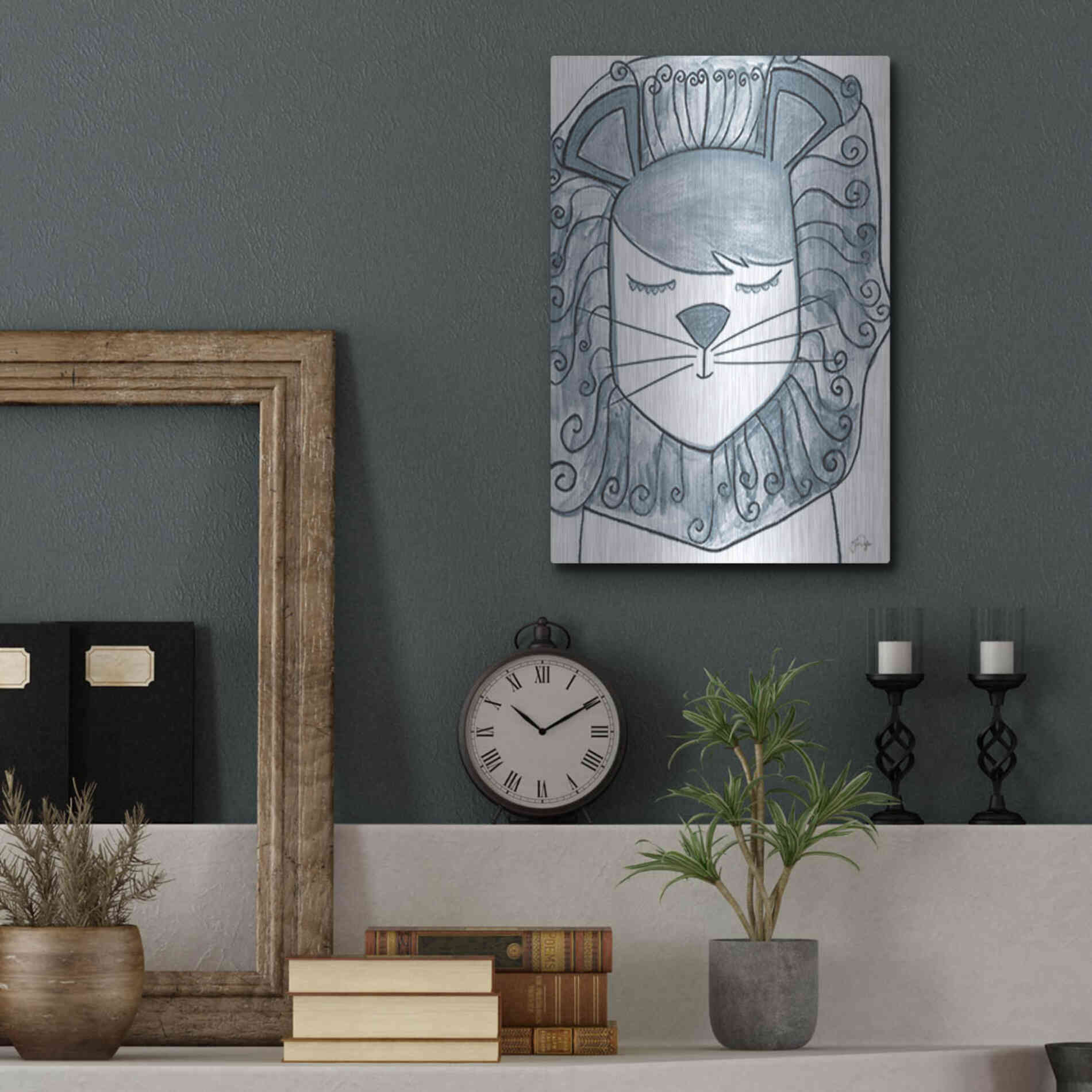 Luxe Metal Art 'Whimsical Baby Lion' by Yass Naffas Designs, Metal Wall Art,12x16
