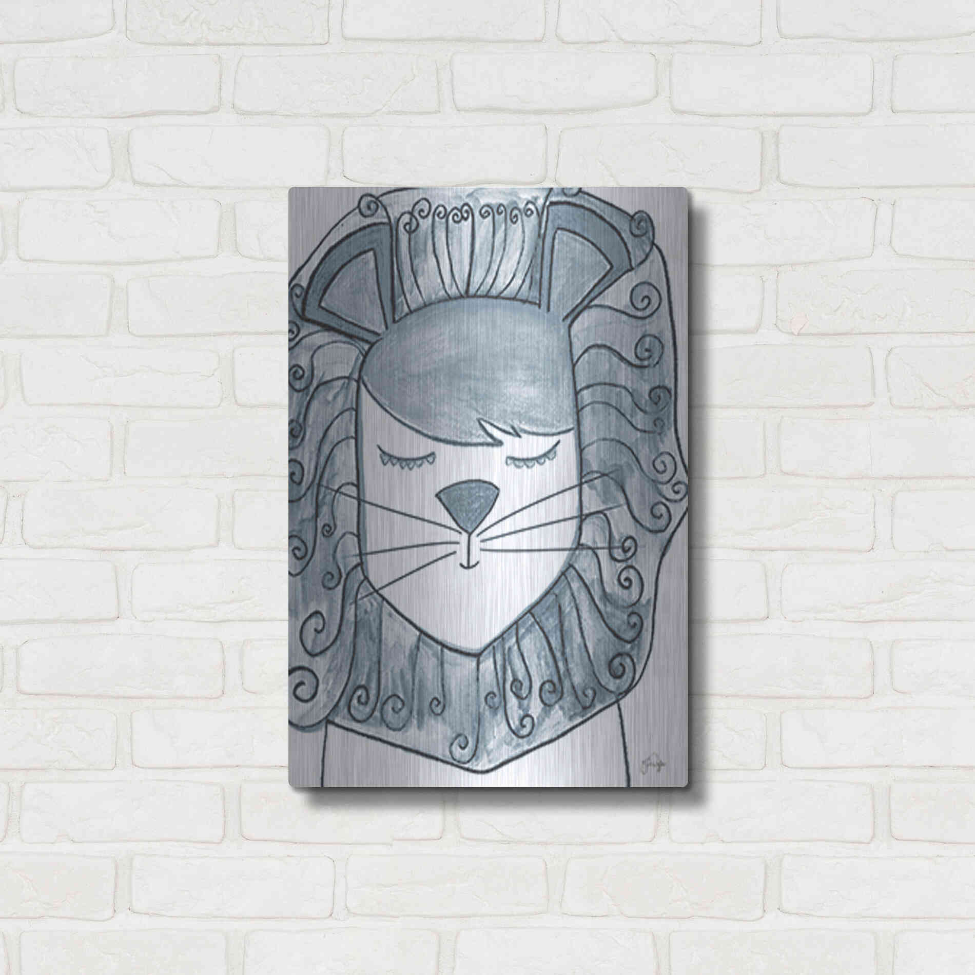 Luxe Metal Art 'Whimsical Baby Lion' by Yass Naffas Designs, Metal Wall Art,16x24