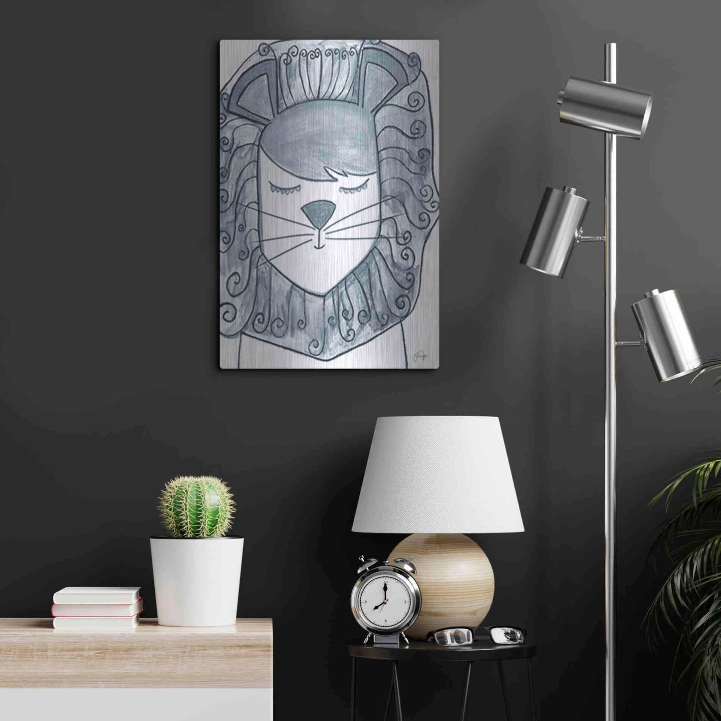 Luxe Metal Art 'Whimsical Baby Lion' by Yass Naffas Designs, Metal Wall Art,16x24