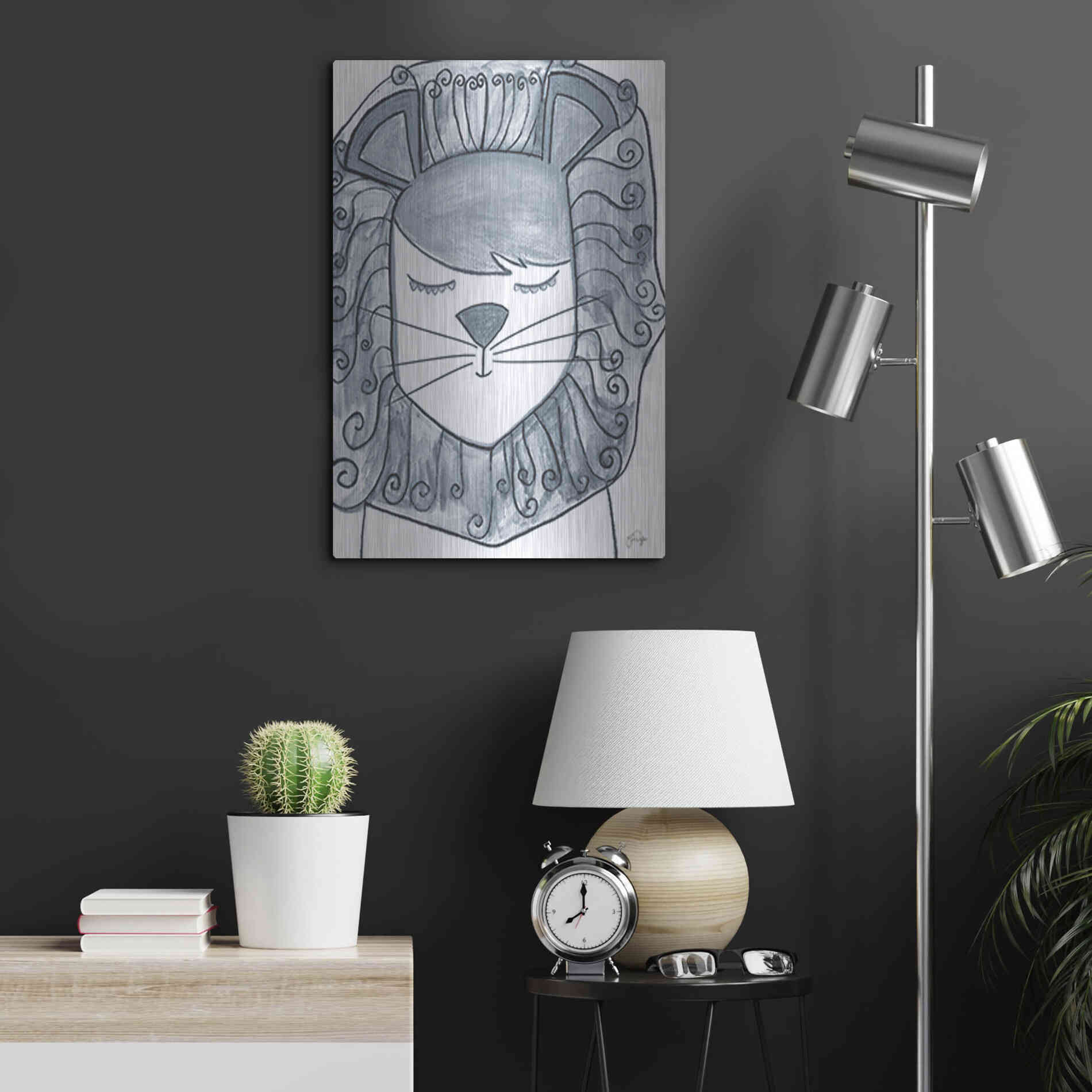 Luxe Metal Art 'Whimsical Baby Lion' by Yass Naffas Designs, Metal Wall Art,16x24