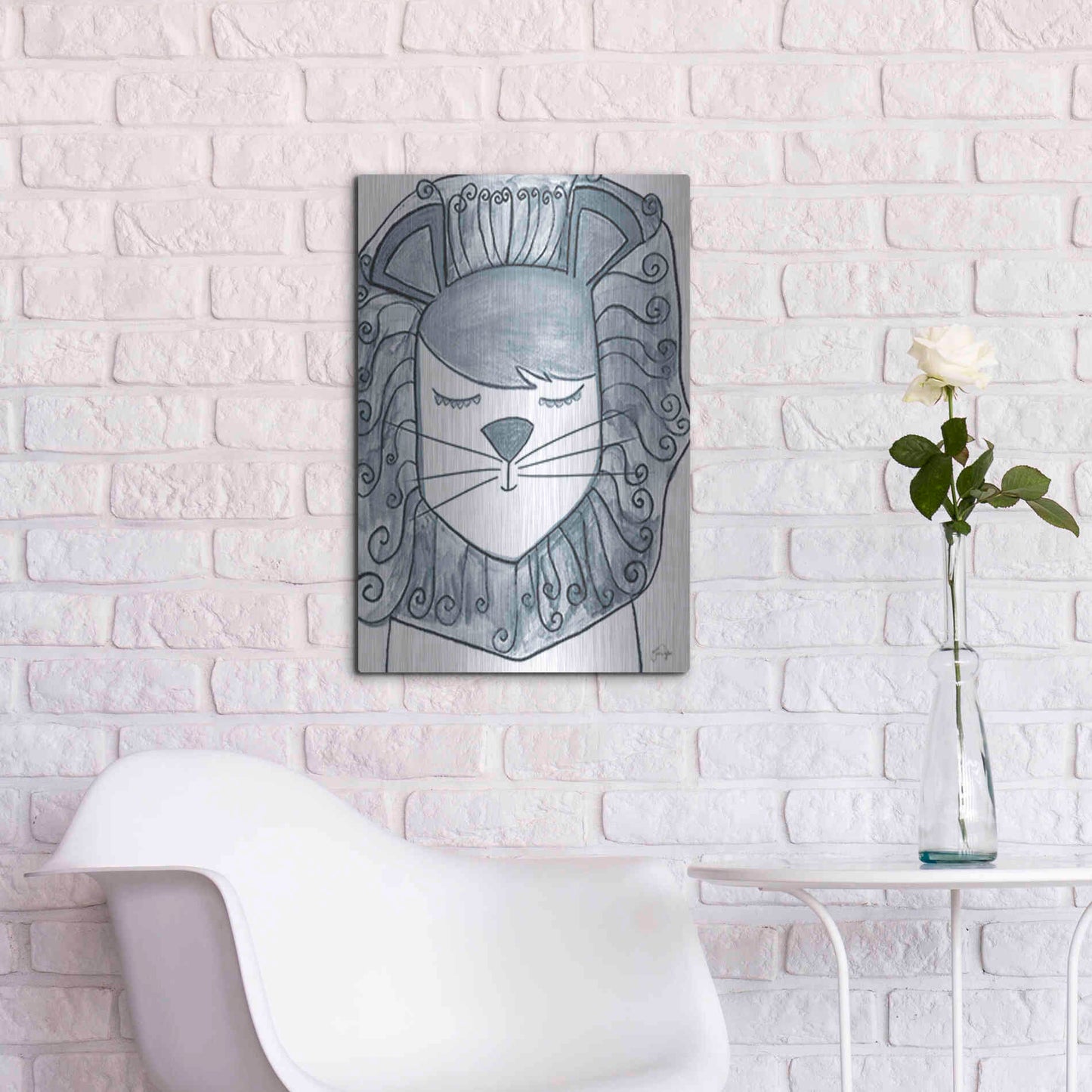 Luxe Metal Art 'Whimsical Baby Lion' by Yass Naffas Designs, Metal Wall Art,16x24