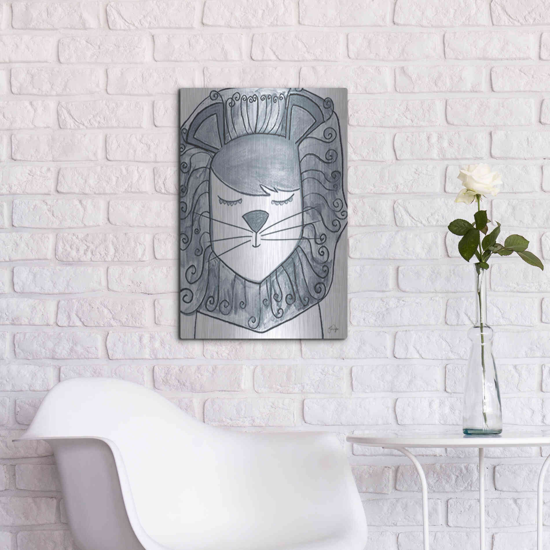 Luxe Metal Art 'Whimsical Baby Lion' by Yass Naffas Designs, Metal Wall Art,16x24