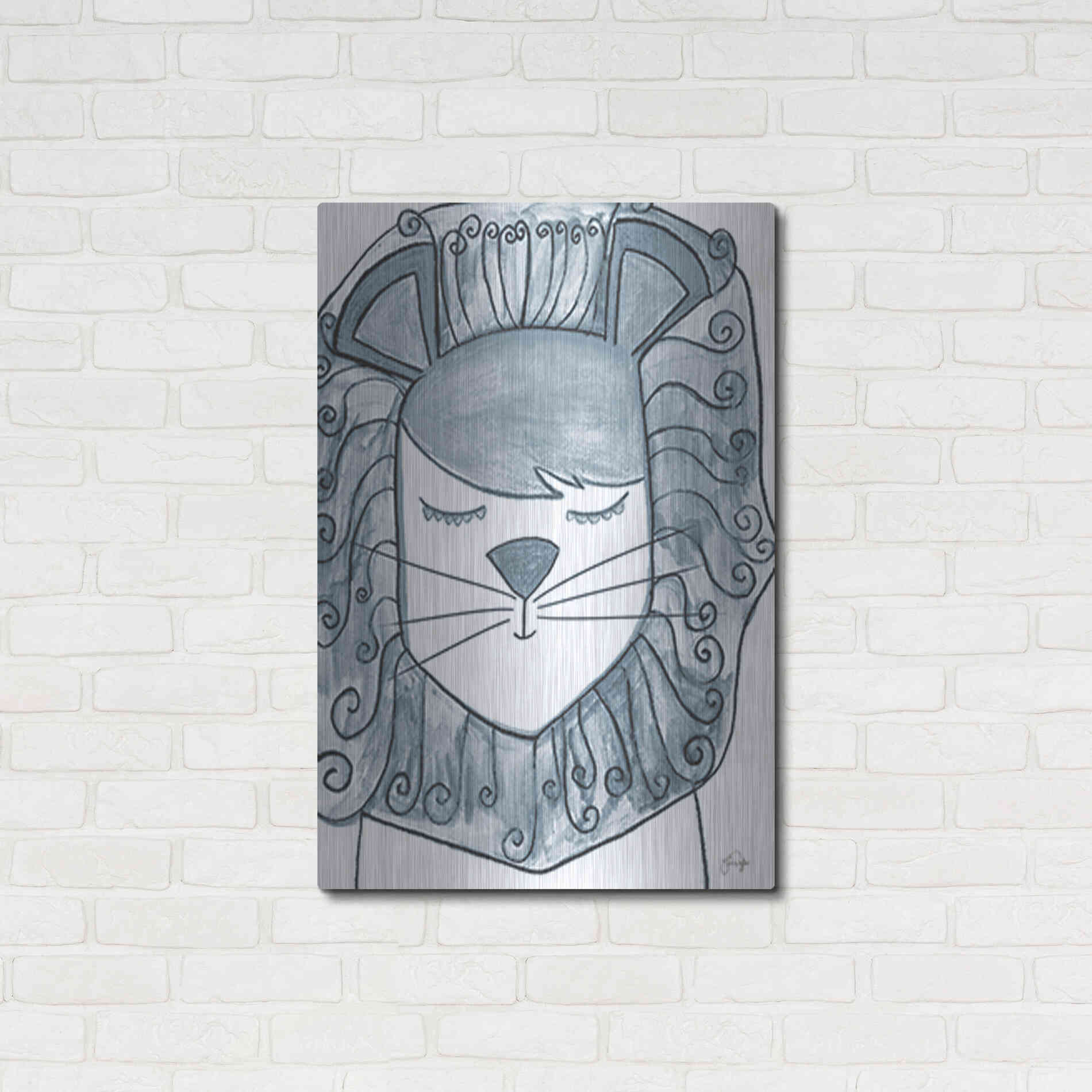 Luxe Metal Art 'Whimsical Baby Lion' by Yass Naffas Designs, Metal Wall Art,24x36
