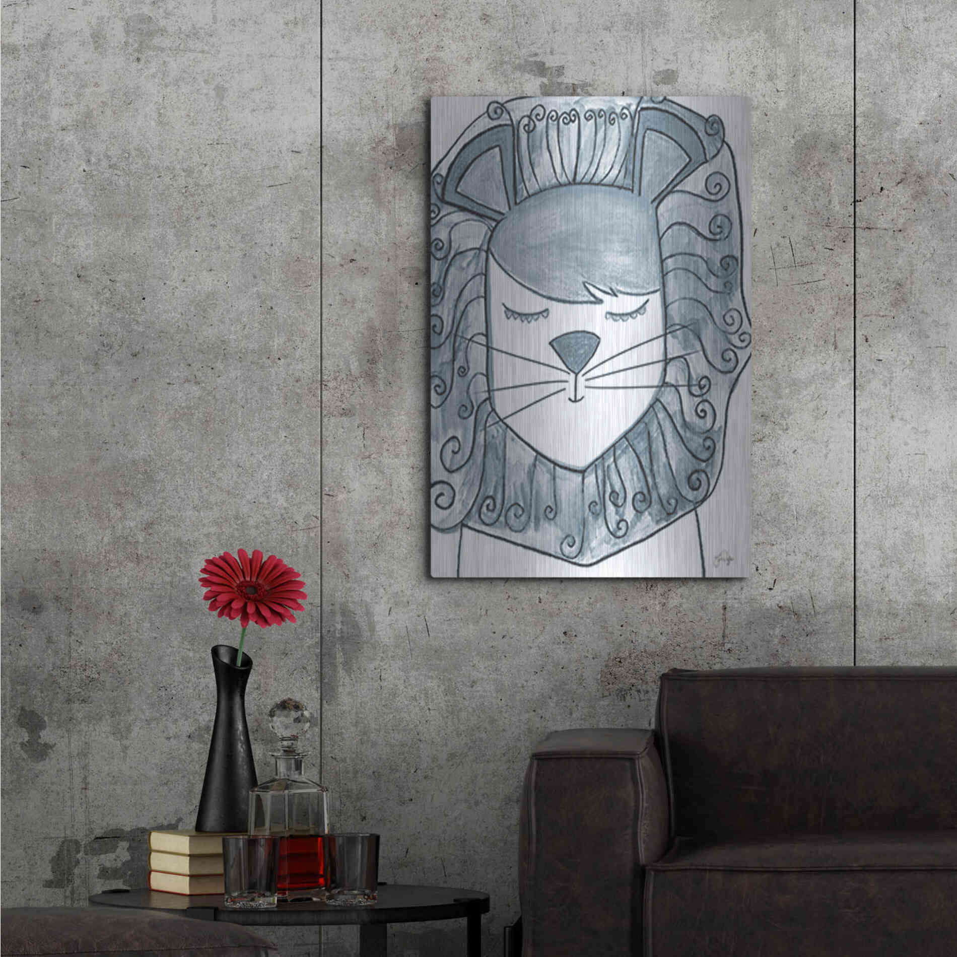 Luxe Metal Art 'Whimsical Baby Lion' by Yass Naffas Designs, Metal Wall Art,24x36