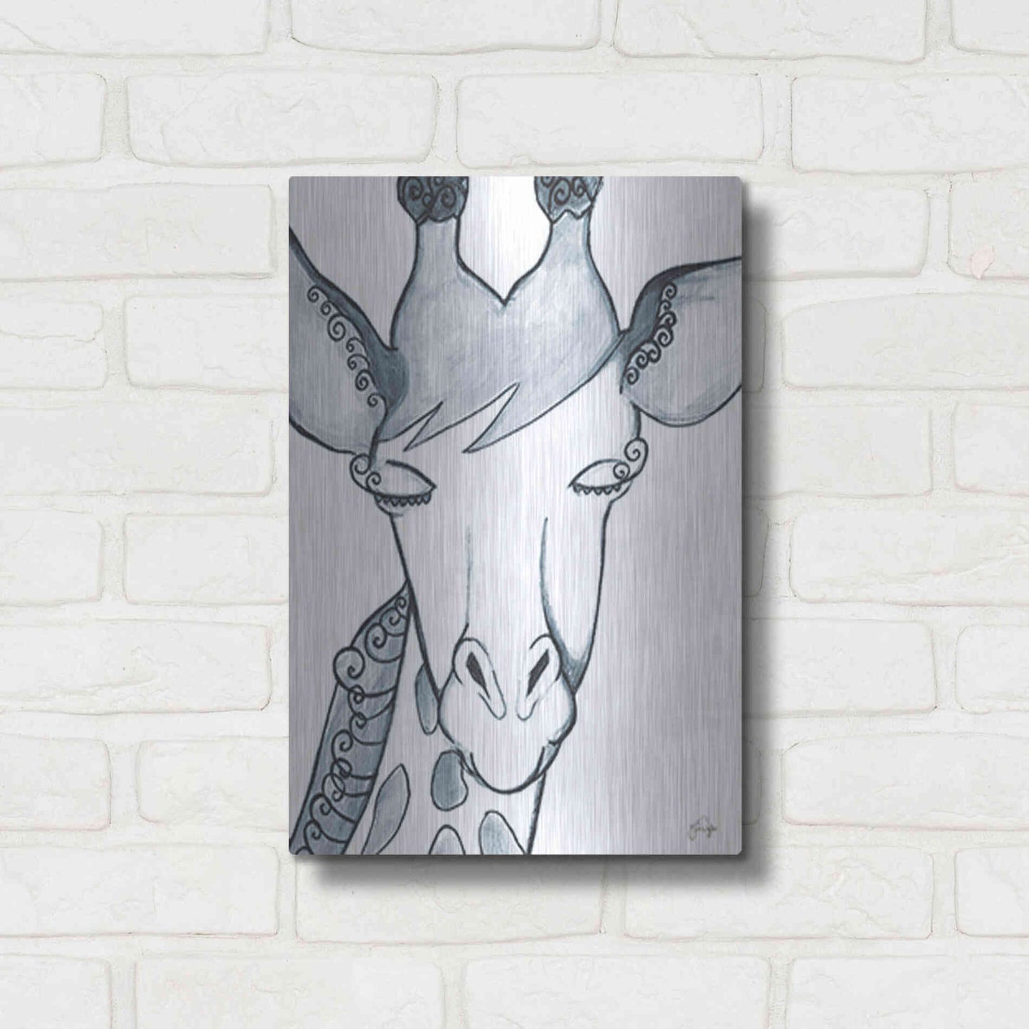 Luxe Metal Art 'Whimsical Baby Giraffe' by Yass Naffas Designs, Metal Wall Art,12x16