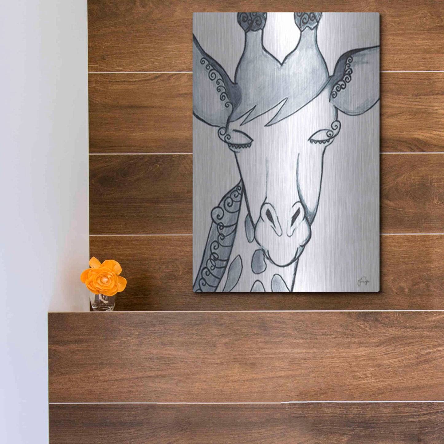 Luxe Metal Art 'Whimsical Baby Giraffe' by Yass Naffas Designs, Metal Wall Art,12x16