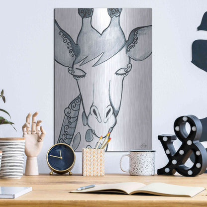 Luxe Metal Art 'Whimsical Baby Giraffe' by Yass Naffas Designs, Metal Wall Art,12x16