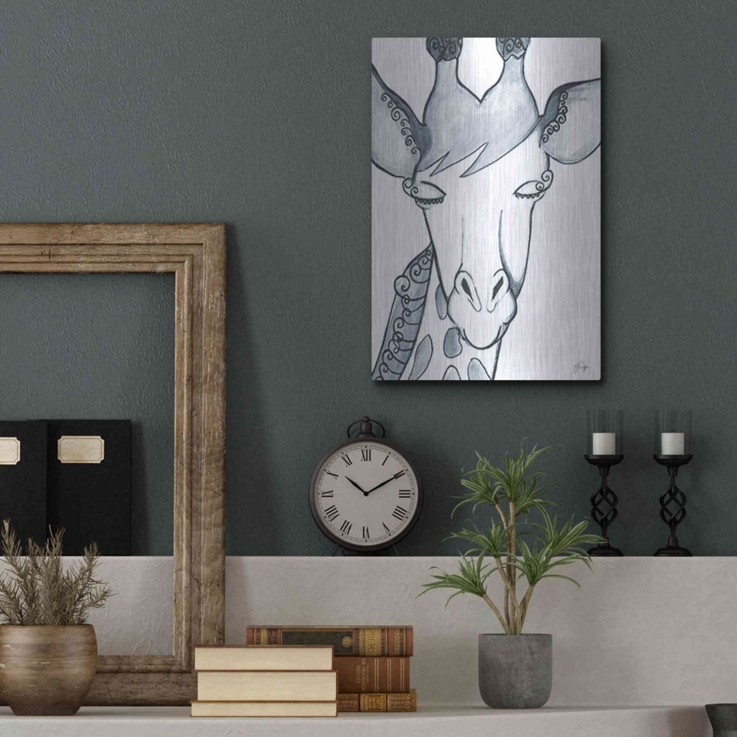 Luxe Metal Art 'Whimsical Baby Giraffe' by Yass Naffas Designs, Metal Wall Art,12x16