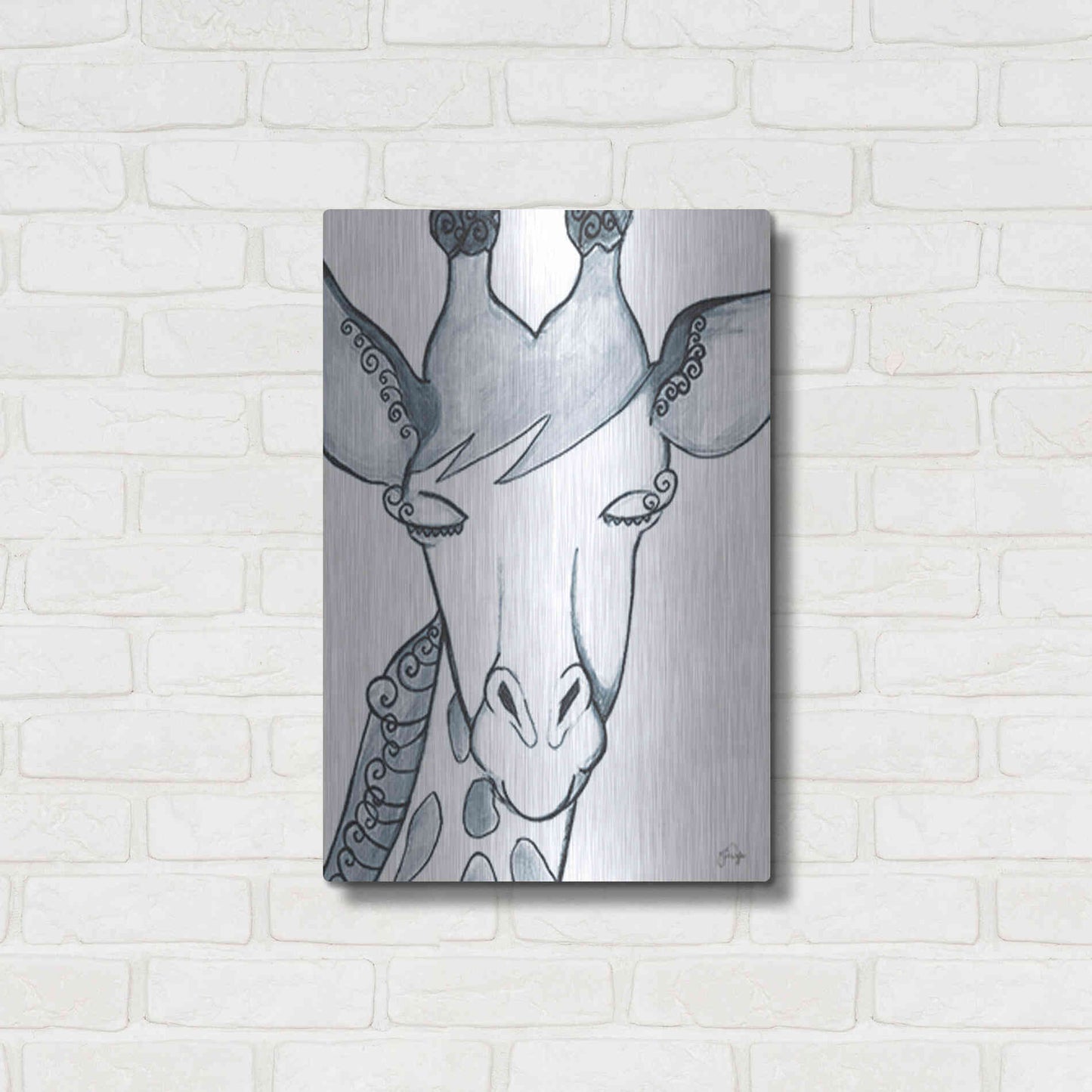 Luxe Metal Art 'Whimsical Baby Giraffe' by Yass Naffas Designs, Metal Wall Art,16x24