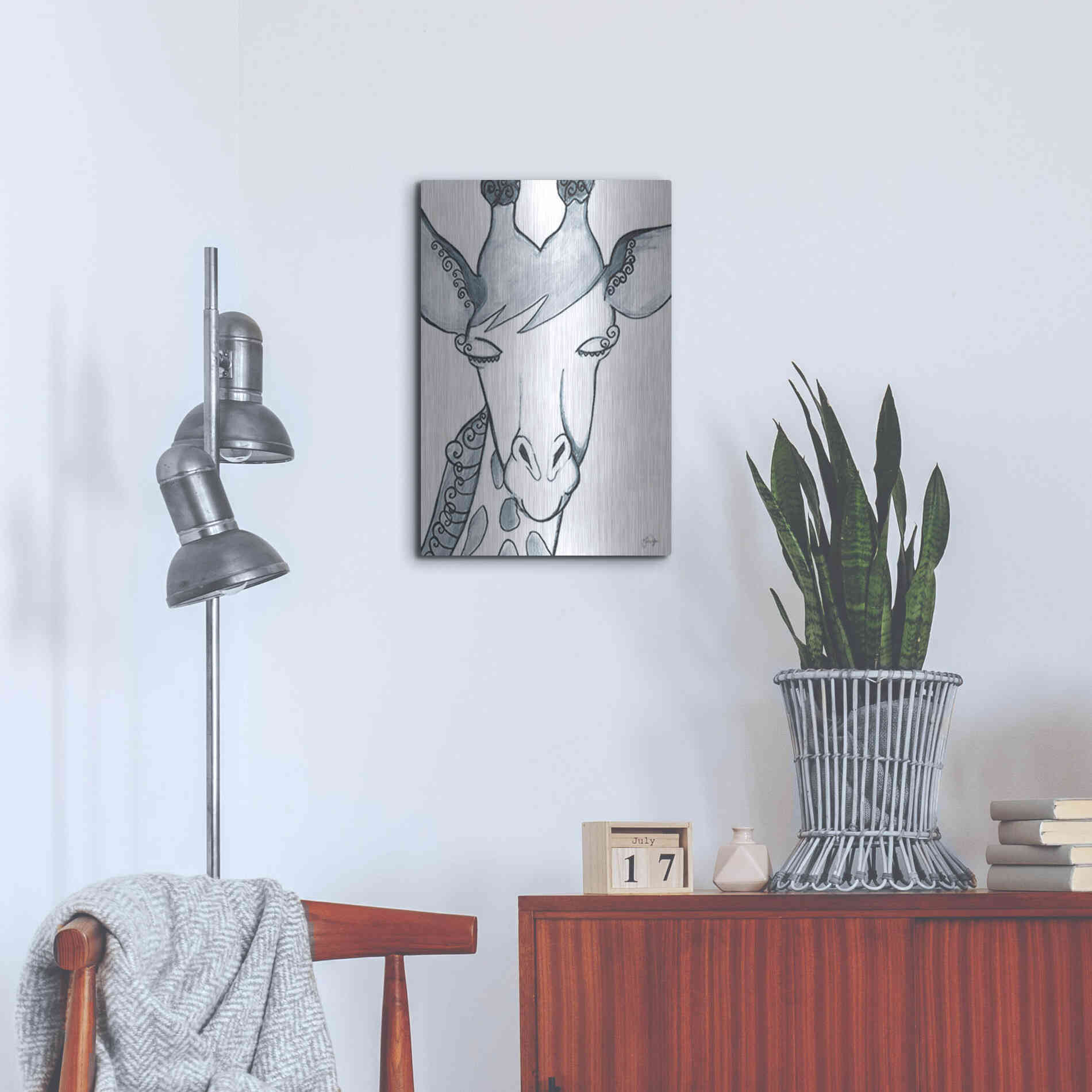 Luxe Metal Art 'Whimsical Baby Giraffe' by Yass Naffas Designs, Metal Wall Art,16x24