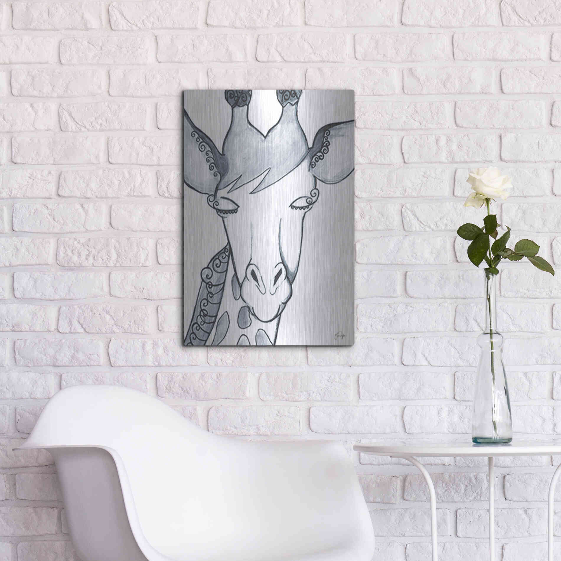 Luxe Metal Art 'Whimsical Baby Giraffe' by Yass Naffas Designs, Metal Wall Art,16x24