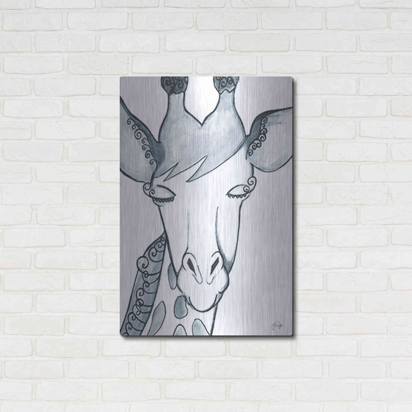 Luxe Metal Art 'Whimsical Baby Giraffe' by Yass Naffas Designs, Metal Wall Art,24x36