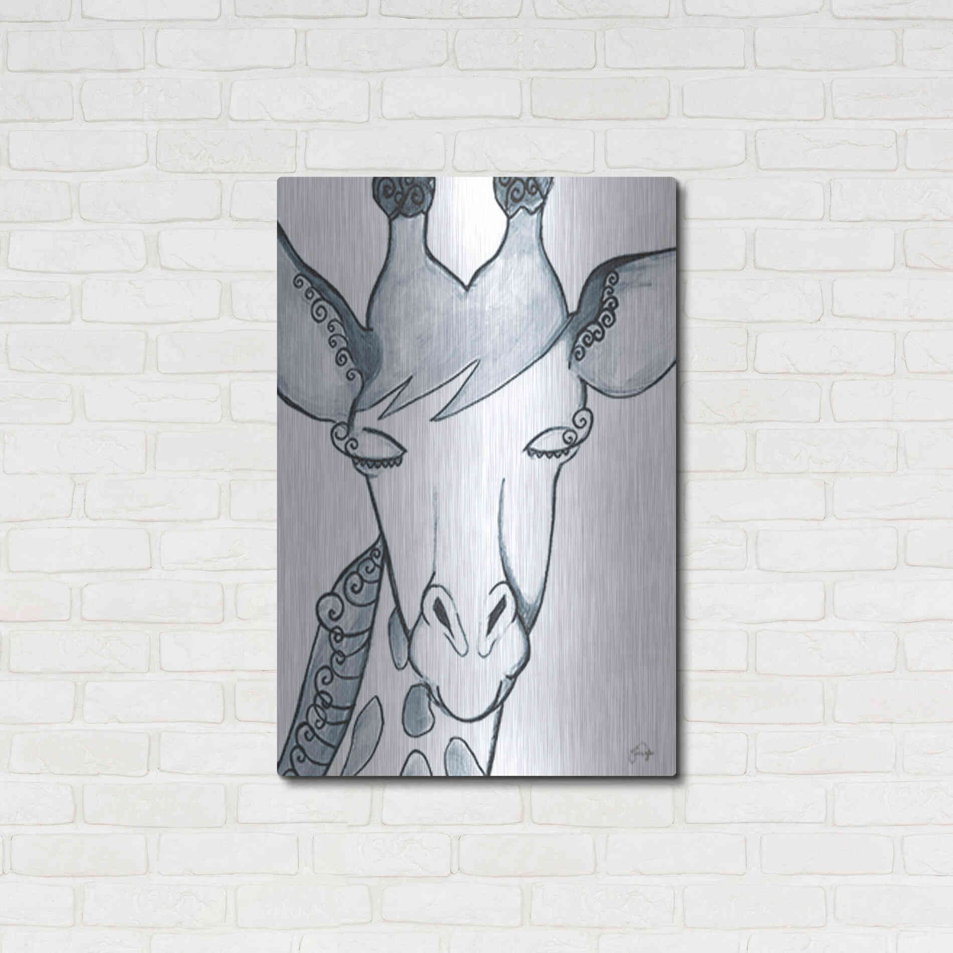 Luxe Metal Art 'Whimsical Baby Giraffe' by Yass Naffas Designs, Metal Wall Art,24x36