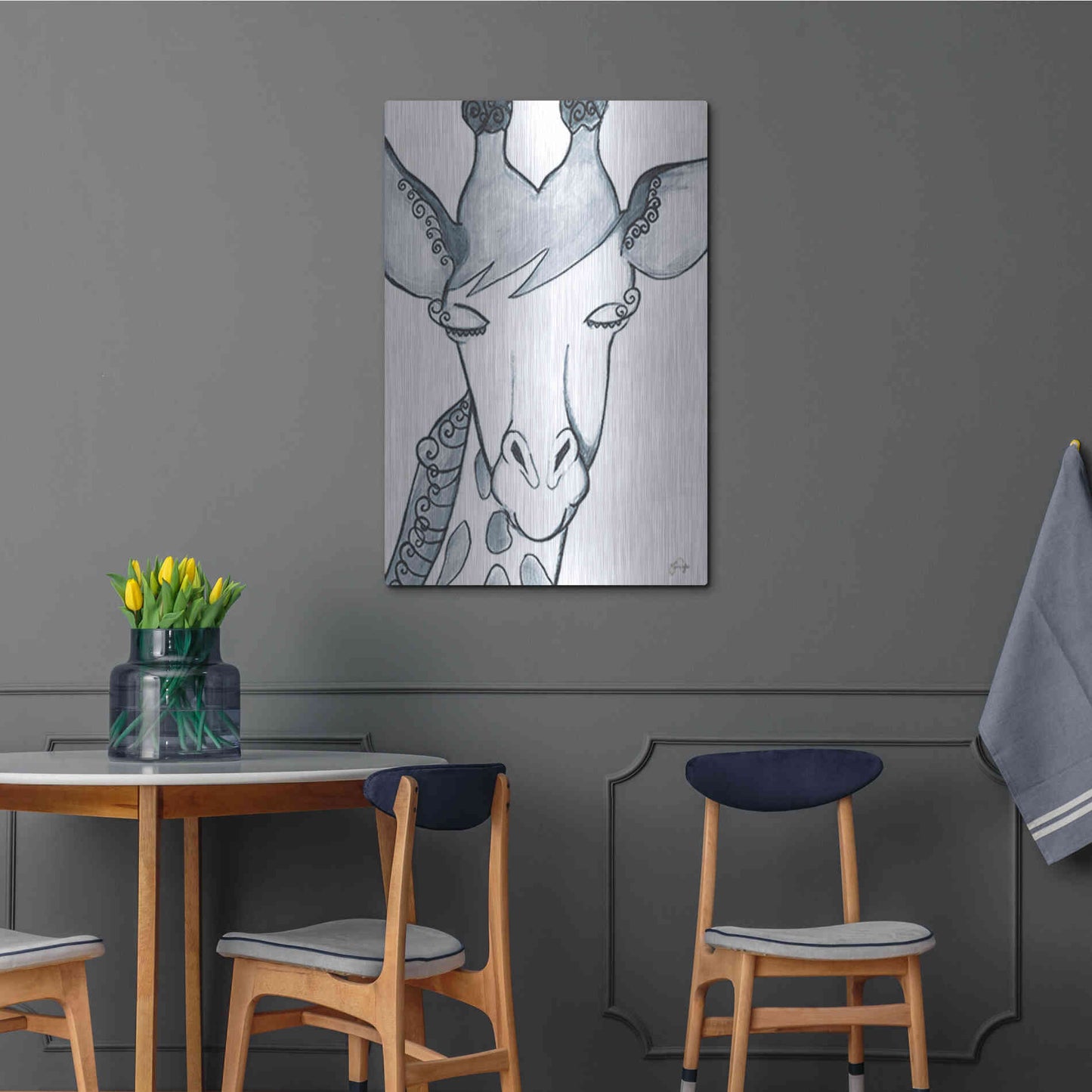 Luxe Metal Art 'Whimsical Baby Giraffe' by Yass Naffas Designs, Metal Wall Art,24x36