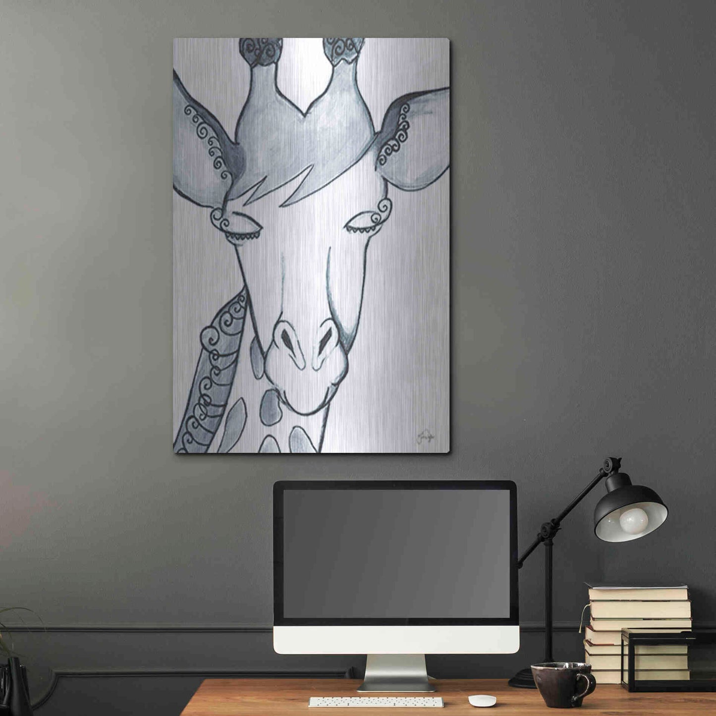 Luxe Metal Art 'Whimsical Baby Giraffe' by Yass Naffas Designs, Metal Wall Art,24x36