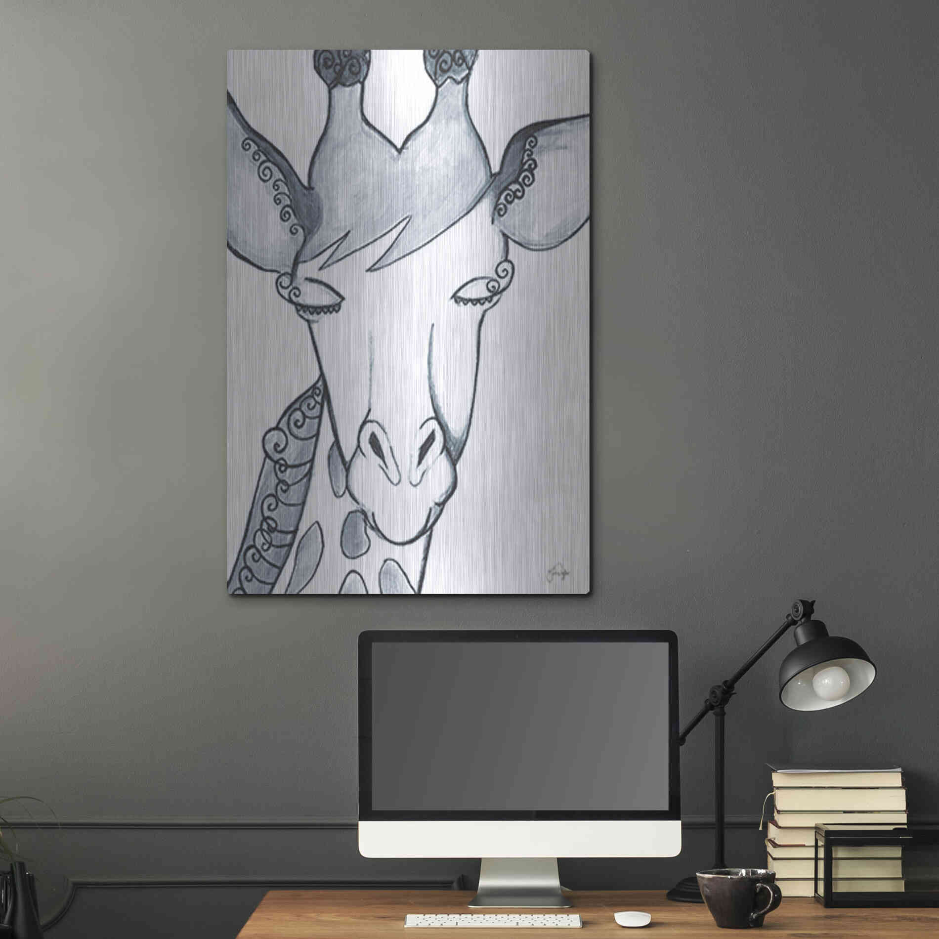 Luxe Metal Art 'Whimsical Baby Giraffe' by Yass Naffas Designs, Metal Wall Art,24x36
