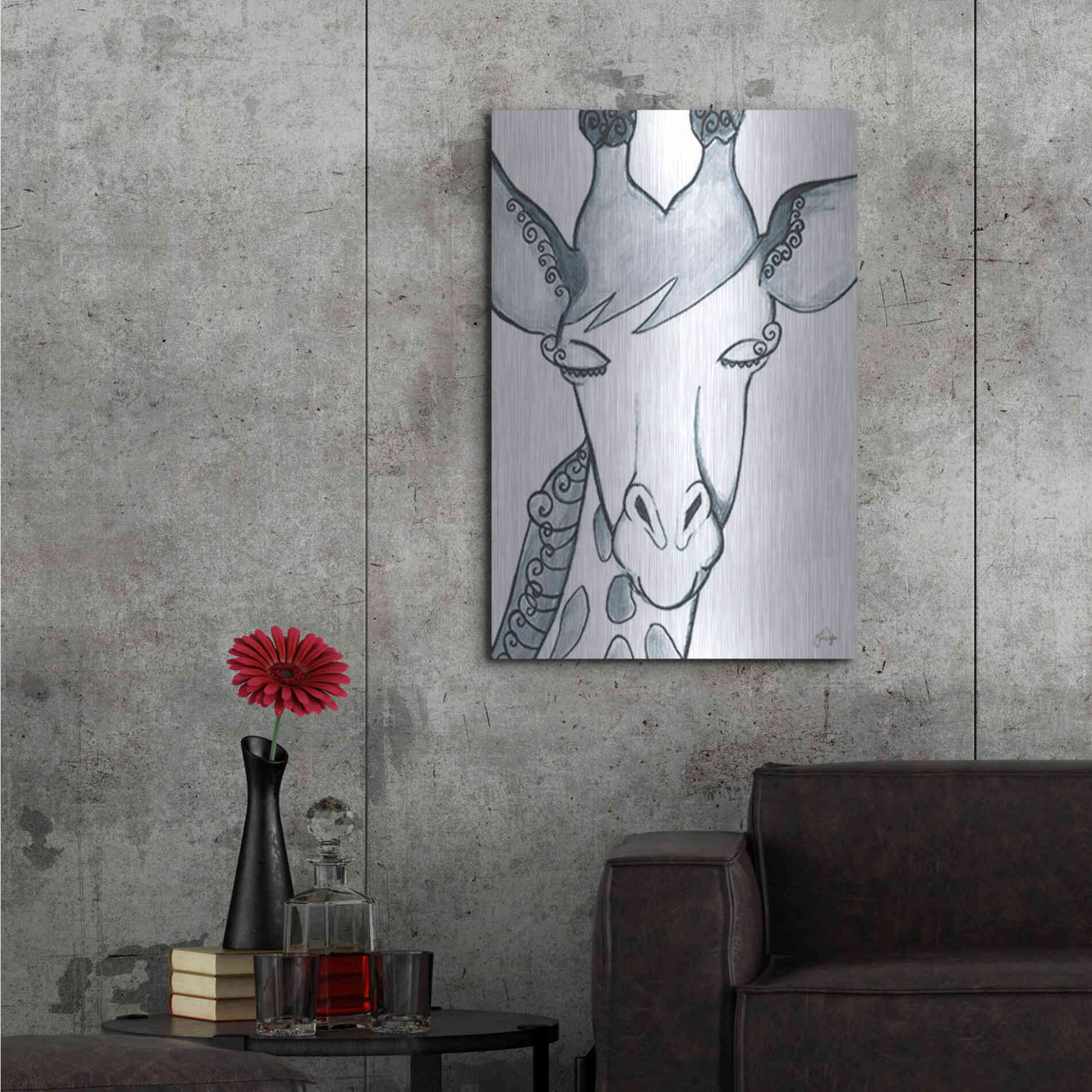 Luxe Metal Art 'Whimsical Baby Giraffe' by Yass Naffas Designs, Metal Wall Art,24x36