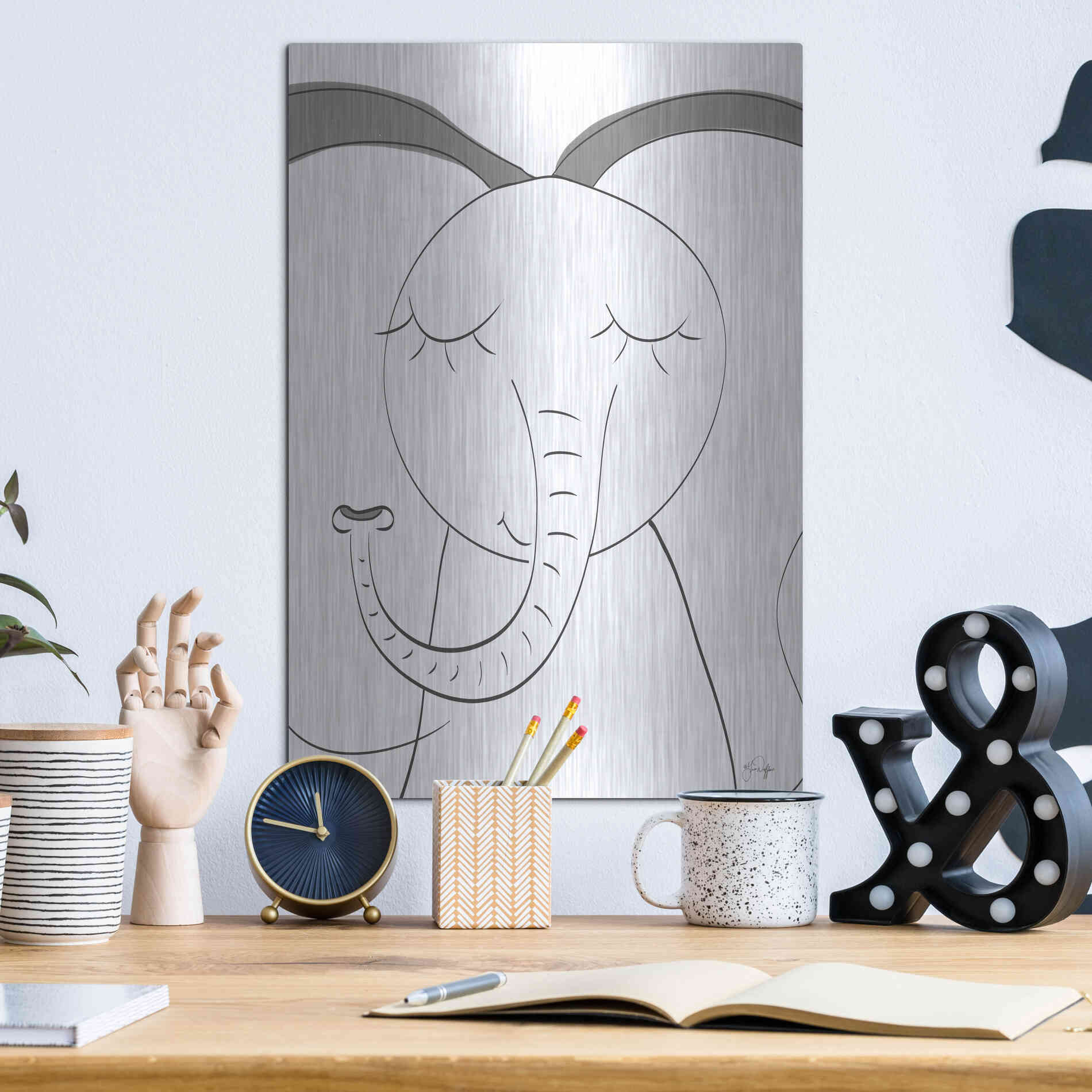 Luxe Metal Art 'Ice Elephant' by Yass Naffas Designs, Metal Wall Art,12x16