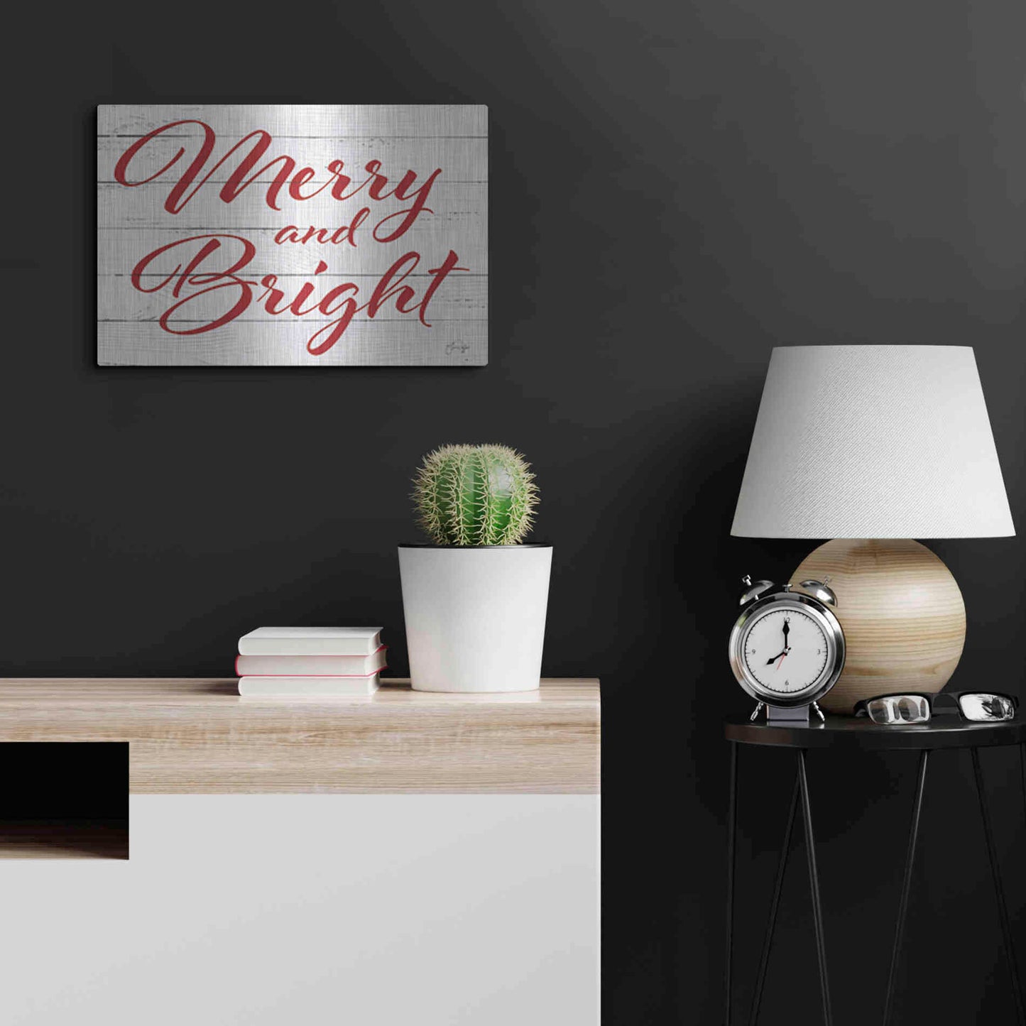 Luxe Metal Art 'Merry and Bright' by Yass Naffas Designs, Metal Wall Art,24x16