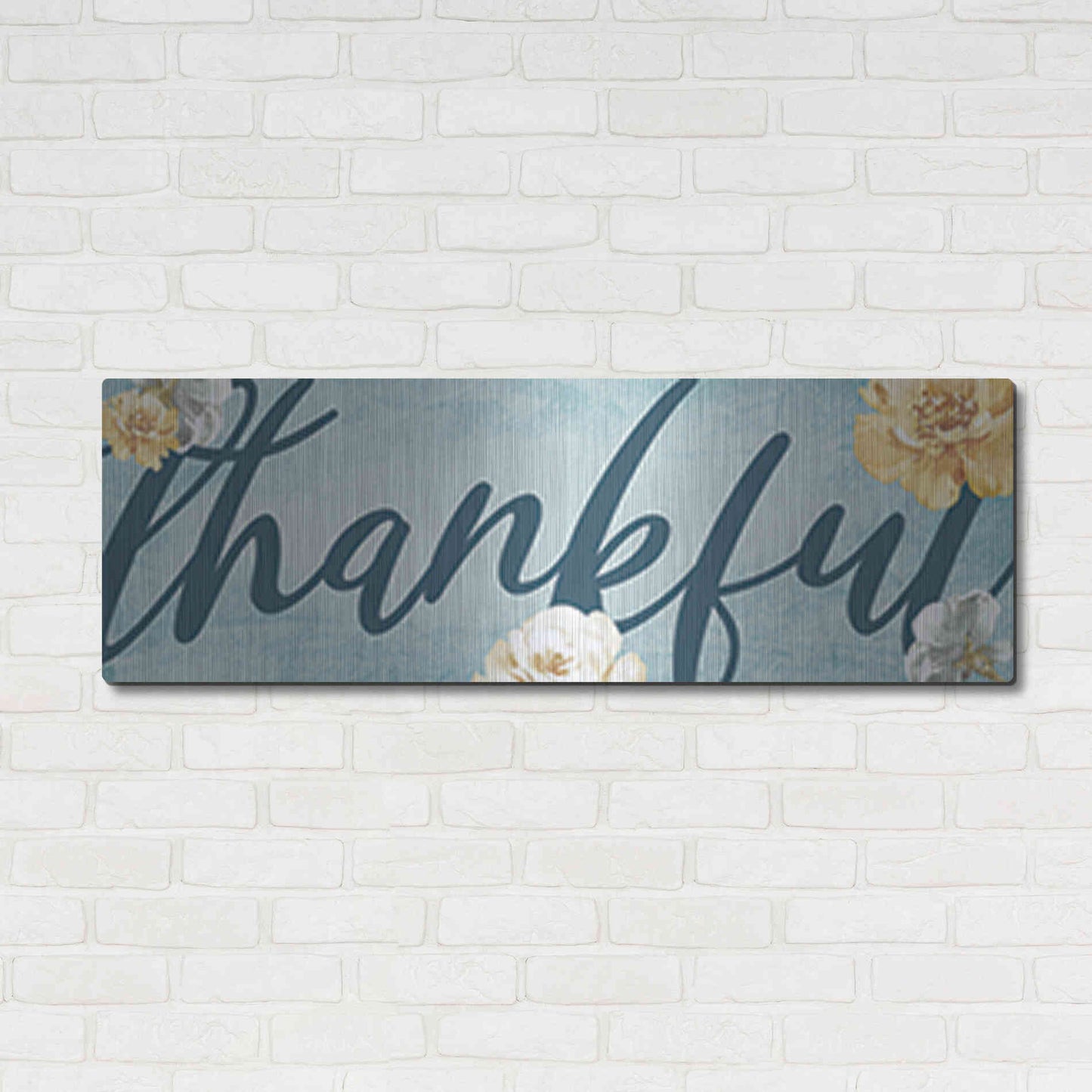 Luxe Metal Art 'Thankful' by Yass Naffas Designs, Metal Wall Art,48x16