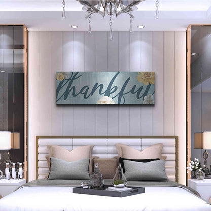 Luxe Metal Art 'Thankful' by Yass Naffas Designs, Metal Wall Art,48x16