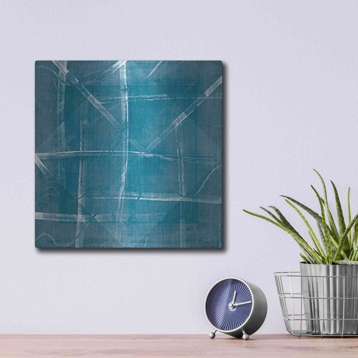 Luxe Metal Art 'Blue Diamonds' by Yass Naffas Designs, Metal Wall Art,12x12