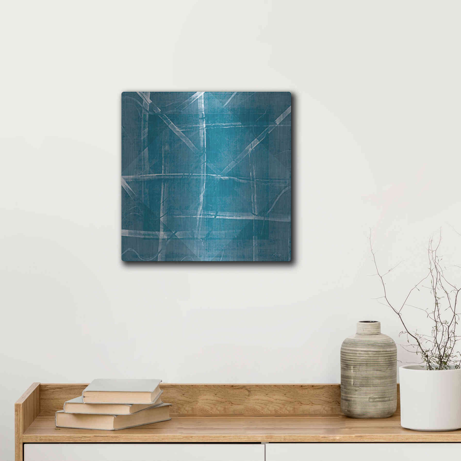 Luxe Metal Art 'Blue Diamonds' by Yass Naffas Designs, Metal Wall Art,12x12