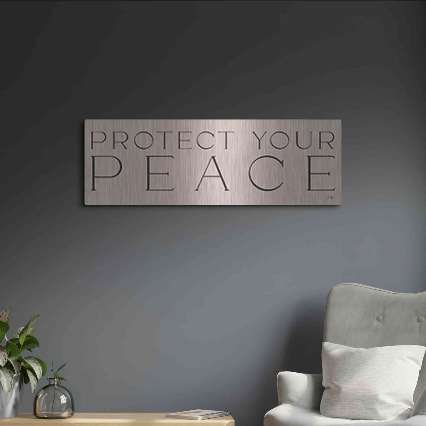 Luxe Metal Art 'Protect Your Peace' by Yass Naffas Designs, Metal Wall Art,36x12
