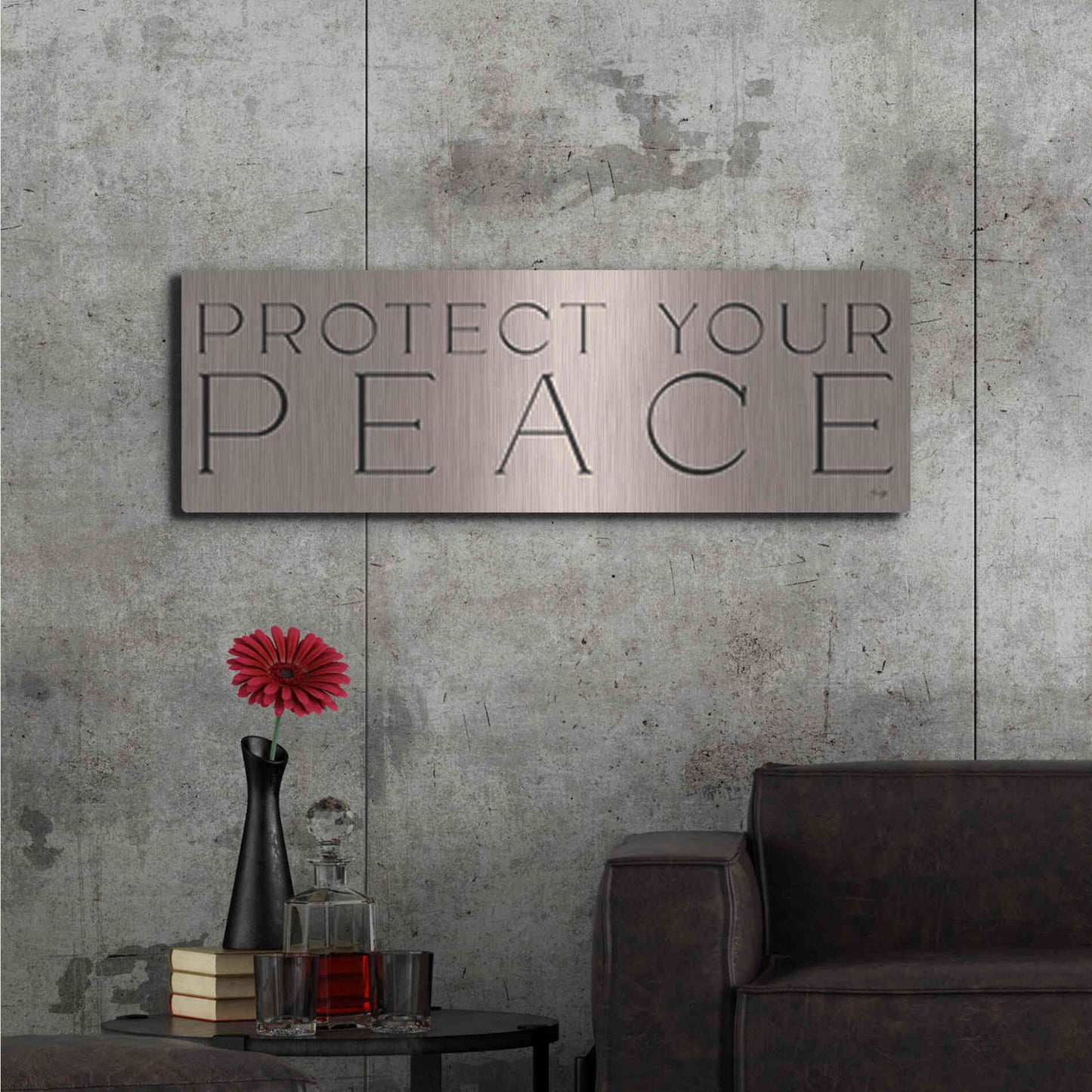 Luxe Metal Art 'Protect Your Peace' by Yass Naffas Designs, Metal Wall Art,48x16