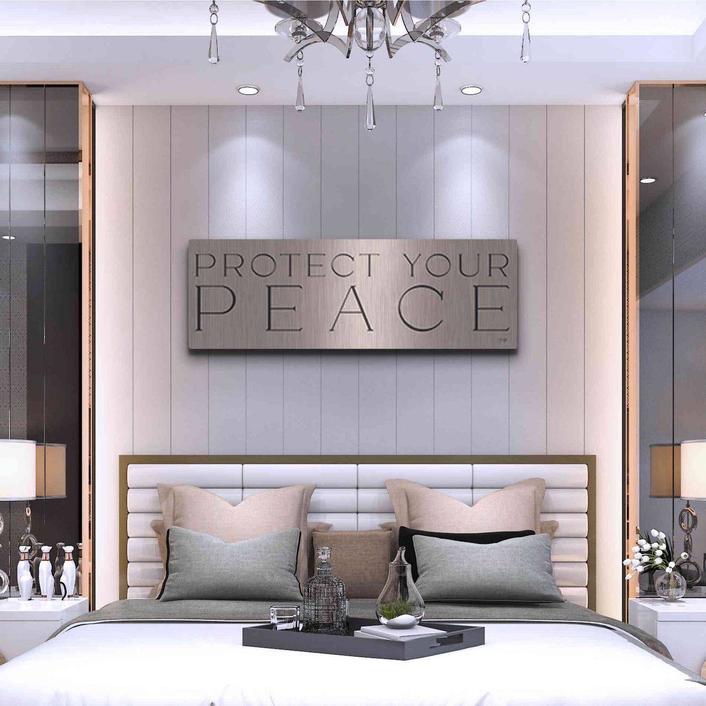 Luxe Metal Art 'Protect Your Peace' by Yass Naffas Designs, Metal Wall Art,48x16