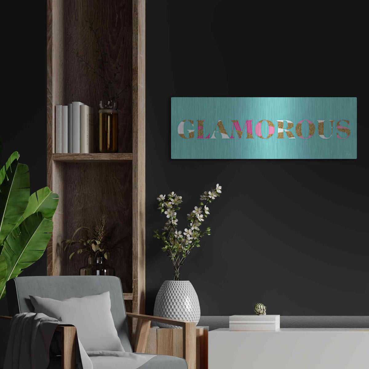 Luxe Metal Art 'Glamourous' by Yass Naffas Designs, Metal Wall Art,36x12