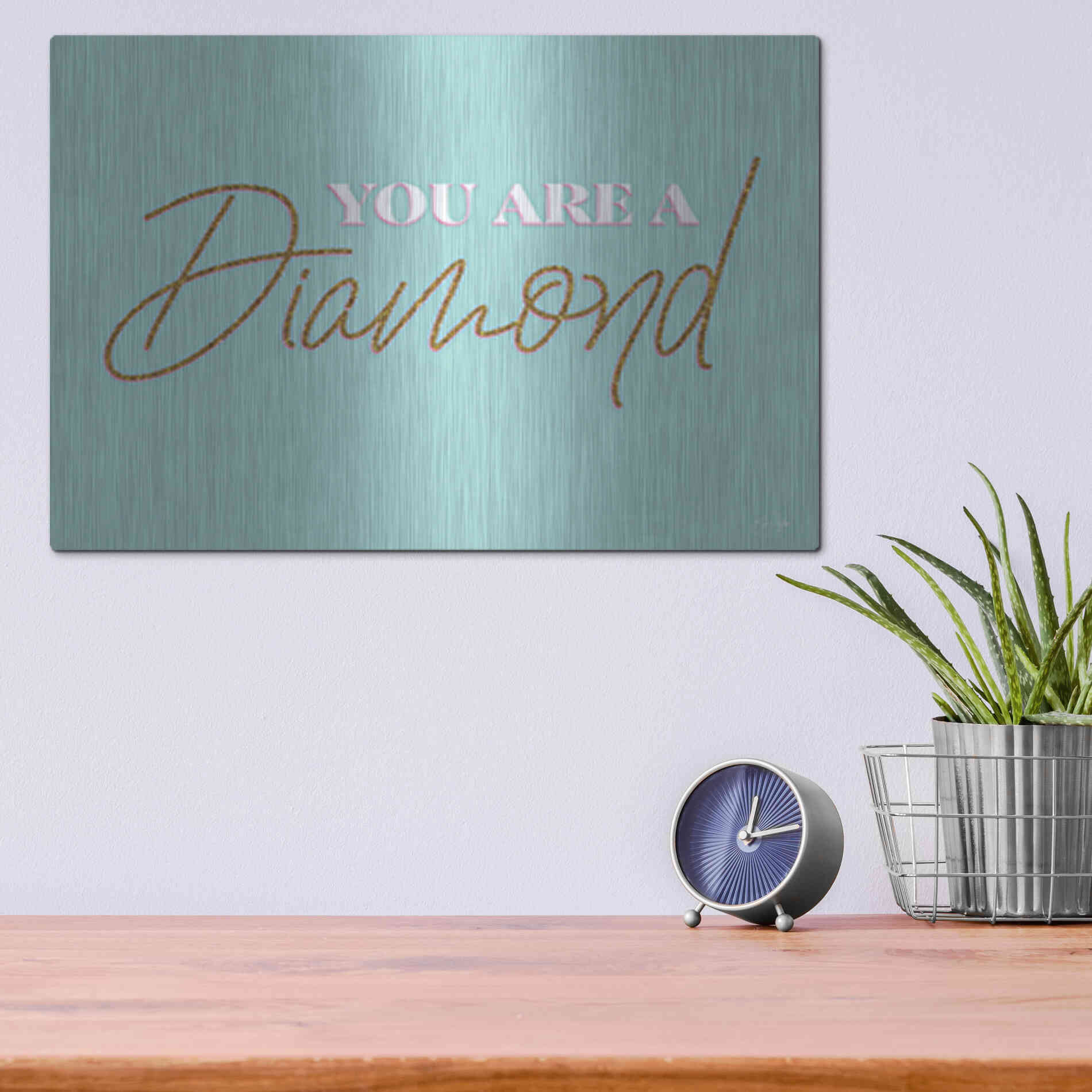 Luxe Metal Art 'You Are a Diamond' by Yass Naffas Designs, Metal Wall Art,16x12