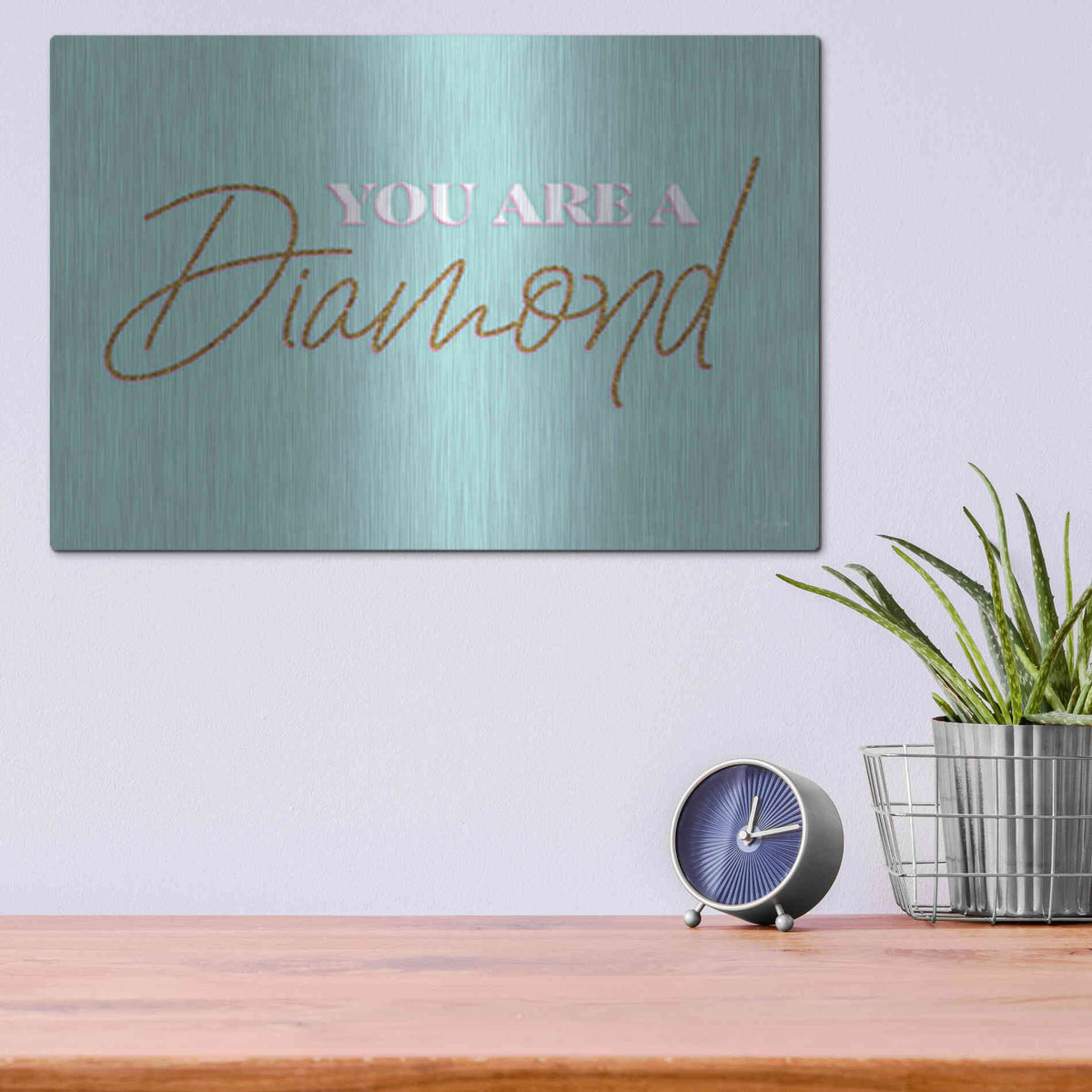 Luxe Metal Art 'You Are a Diamond' by Yass Naffas Designs, Metal Wall Art,16x12