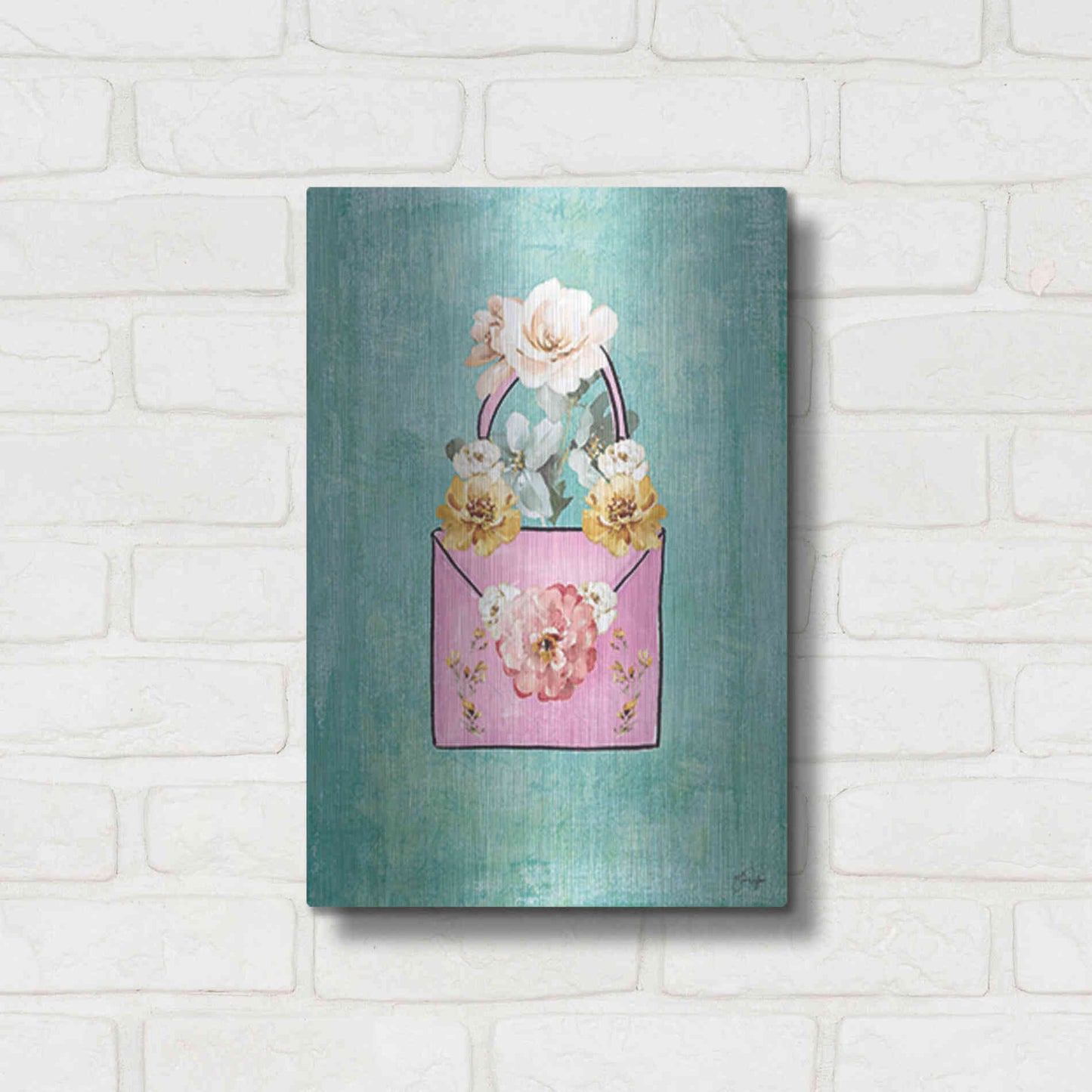 Luxe Metal Art 'Flower Power Purse' by Yass Naffas Designs, Metal Wall Art,12x16