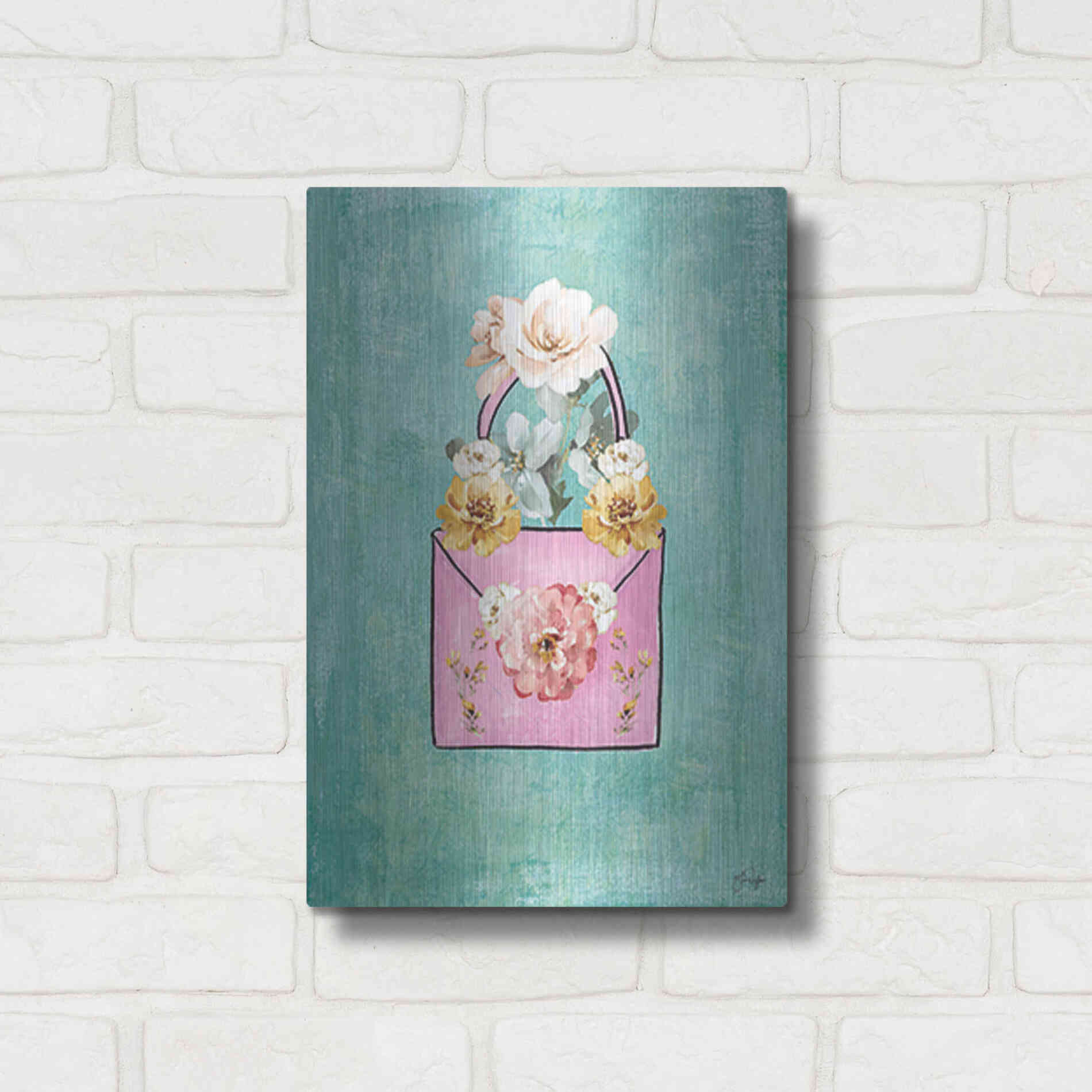 Luxe Metal Art 'Flower Power Purse' by Yass Naffas Designs, Metal Wall Art,12x16