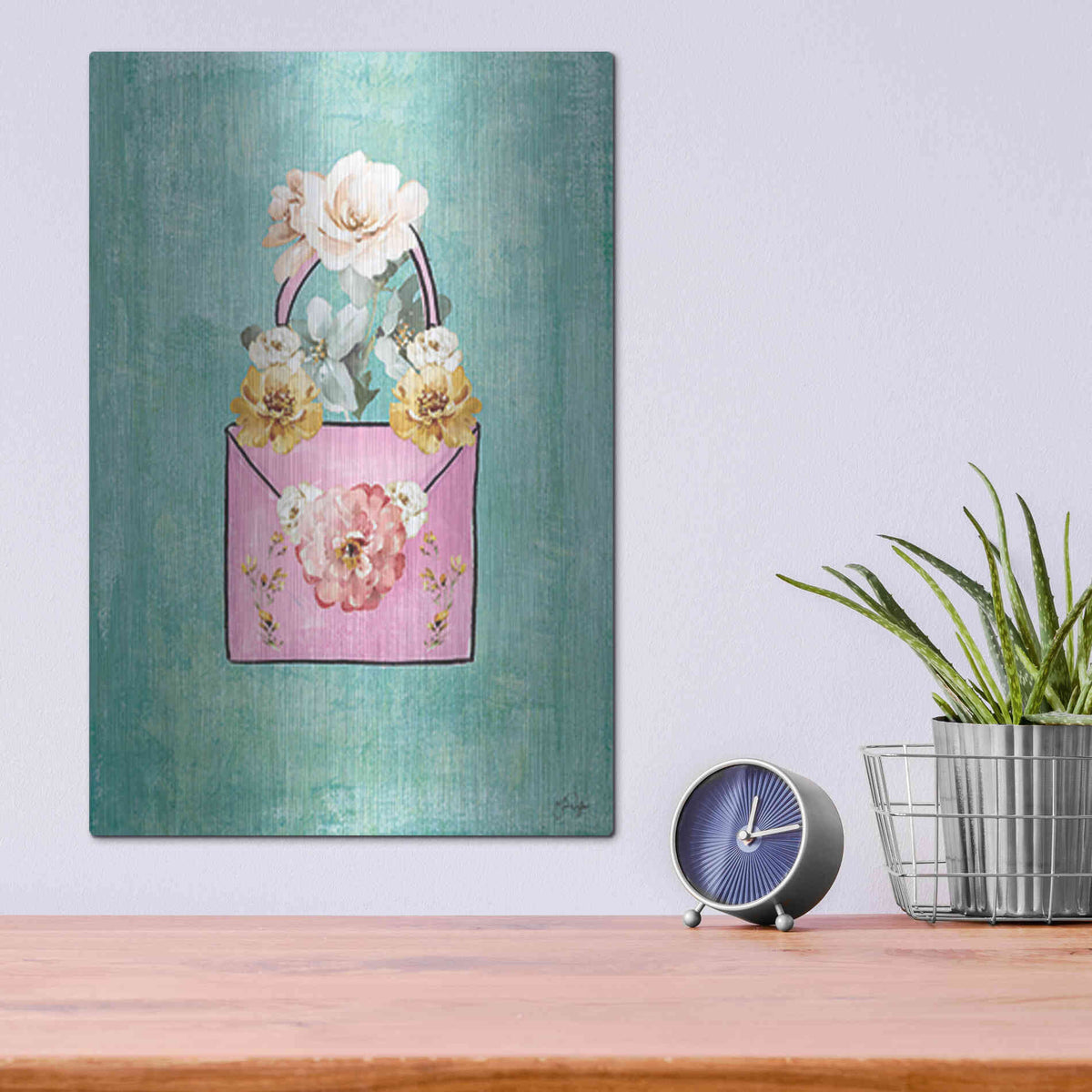 Luxe Metal Art 'Flower Power Purse' by Yass Naffas Designs, Metal Wall Art,12x16
