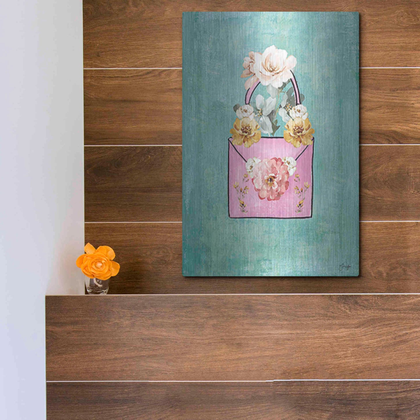 Luxe Metal Art 'Flower Power Purse' by Yass Naffas Designs, Metal Wall Art,12x16