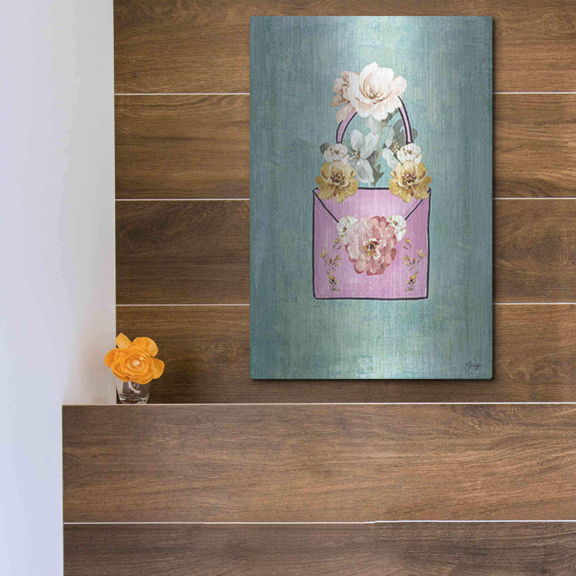 Luxe Metal Art 'Flower Power Purse' by Yass Naffas Designs, Metal Wall Art,12x16