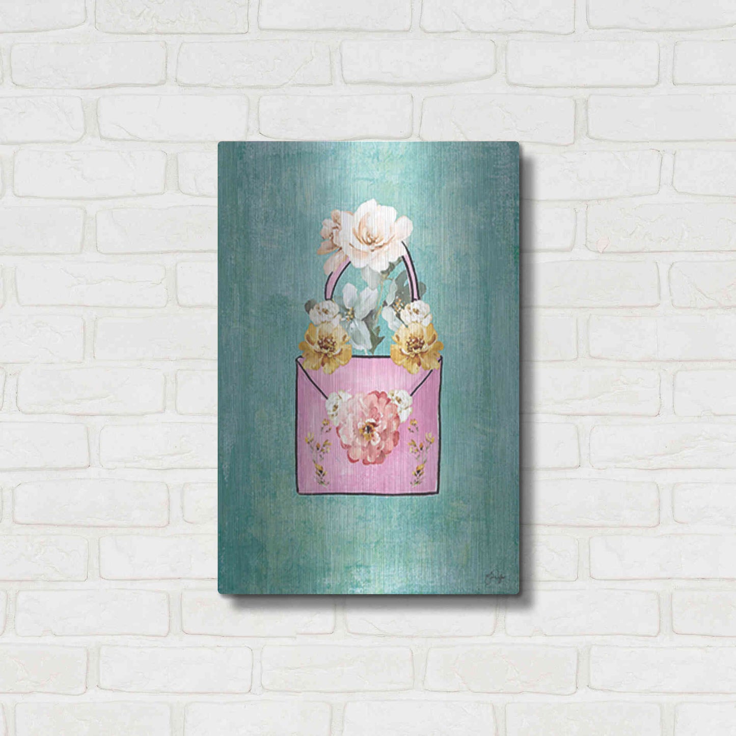 Luxe Metal Art 'Flower Power Purse' by Yass Naffas Designs, Metal Wall Art,16x24