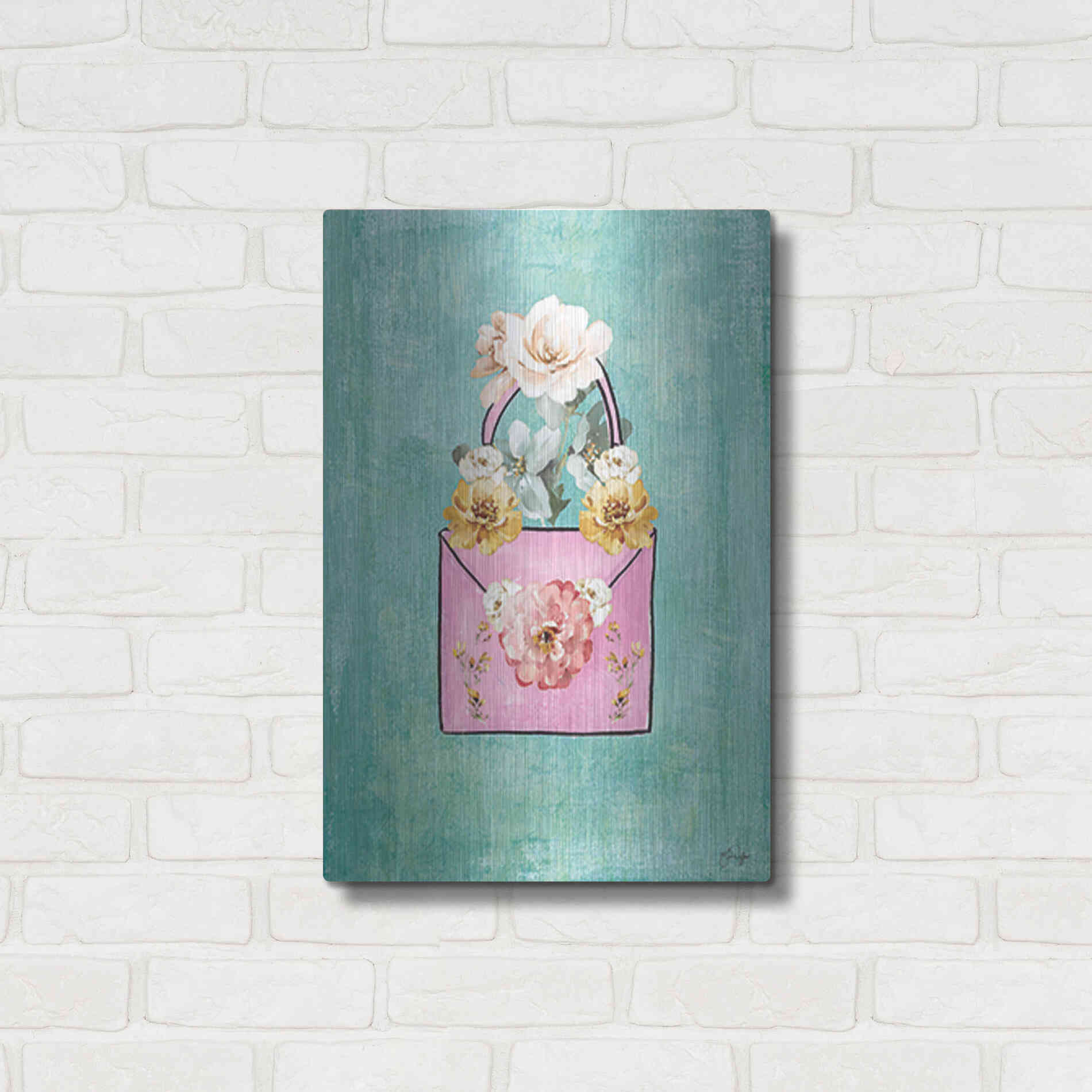 Luxe Metal Art 'Flower Power Purse' by Yass Naffas Designs, Metal Wall Art,16x24