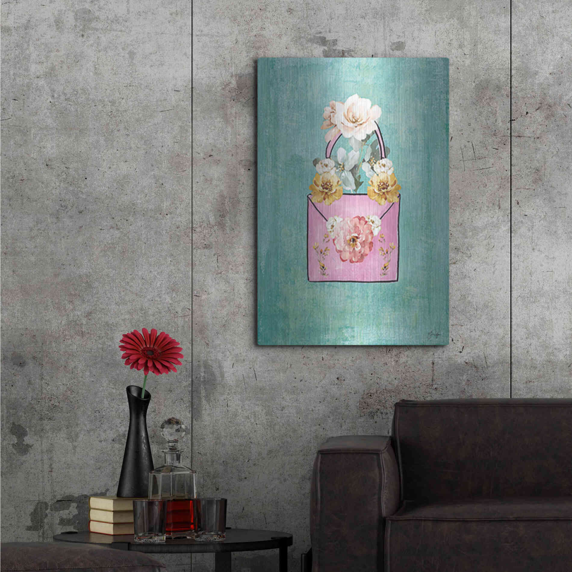 Luxe Metal Art 'Flower Power Purse' by Yass Naffas Designs, Metal Wall Art,24x36