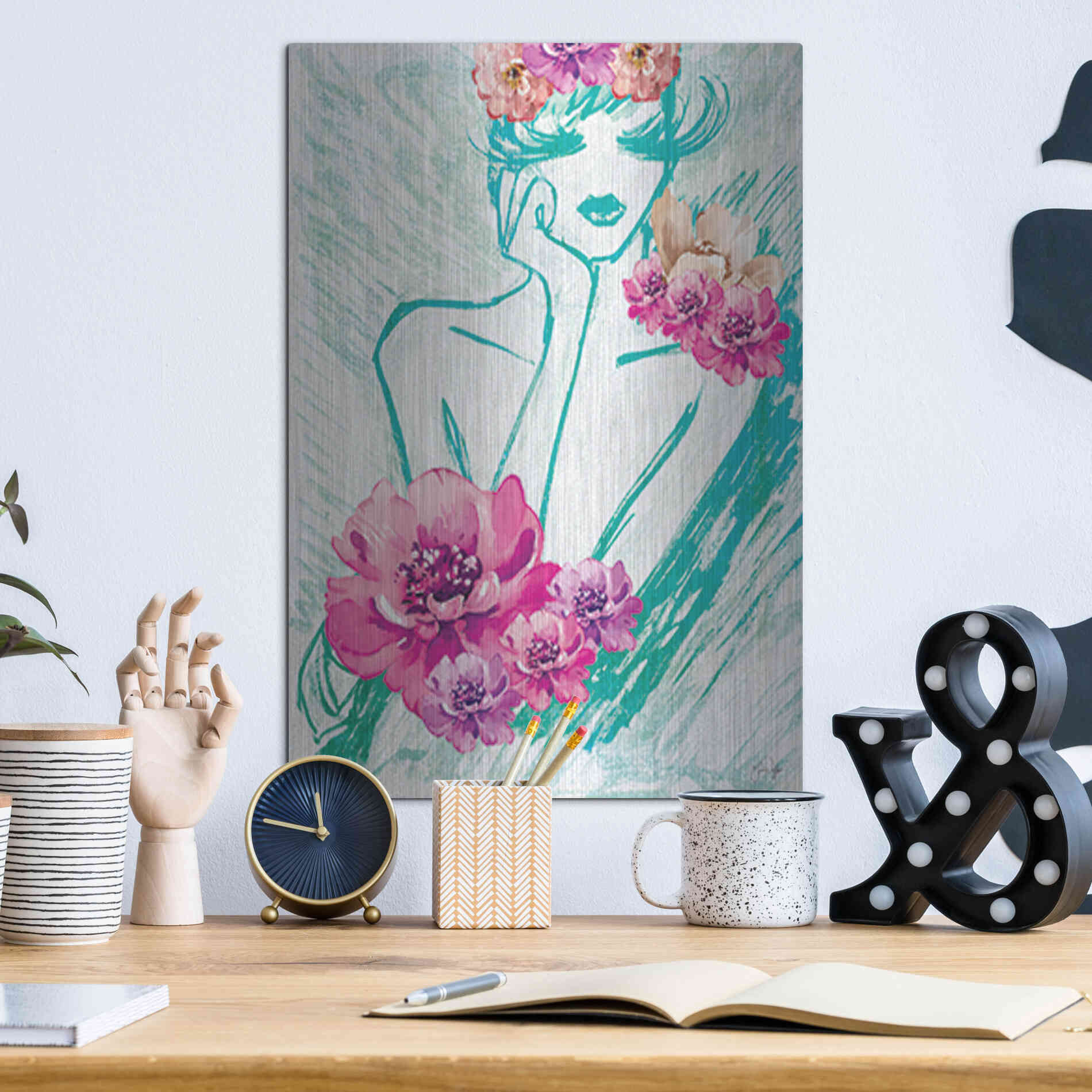 Luxe Metal Art 'Lady Serenity' by Yass Naffas Designs, Metal Wall Art,12x16