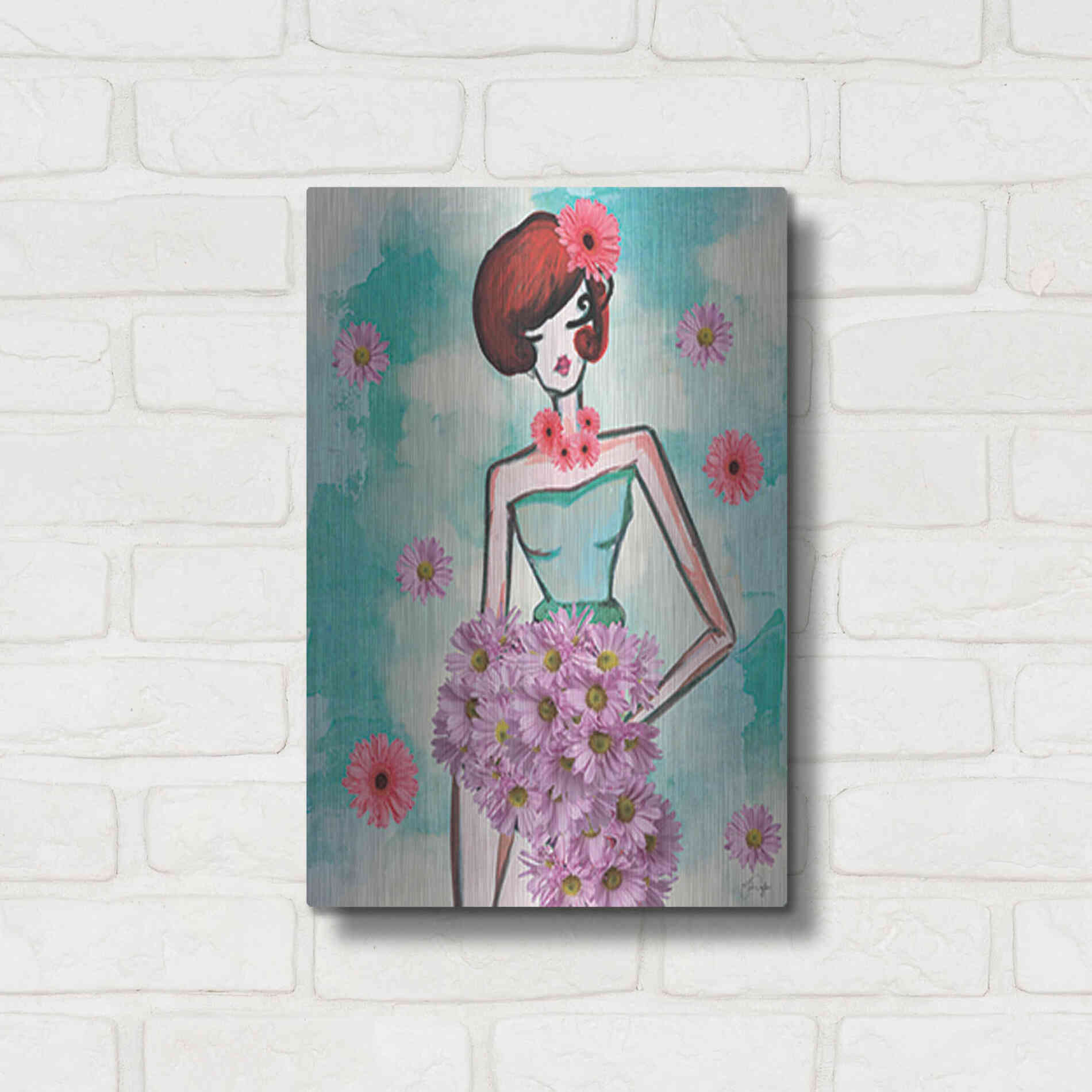 Luxe Metal Art 'Donna Fleur' by Yass Naffas Designs, Metal Wall Art,12x16