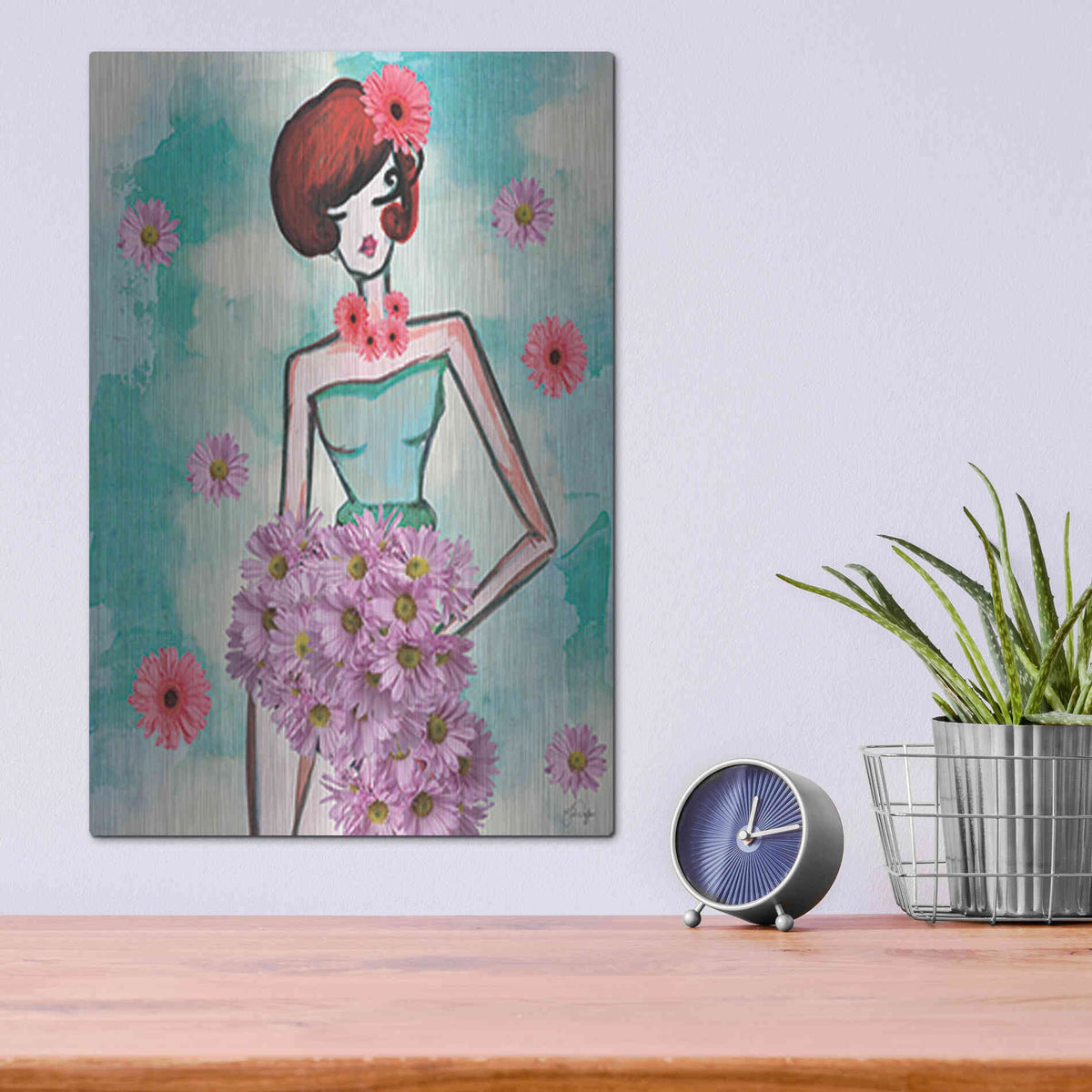 Luxe Metal Art 'Donna Fleur' by Yass Naffas Designs, Metal Wall Art,12x16