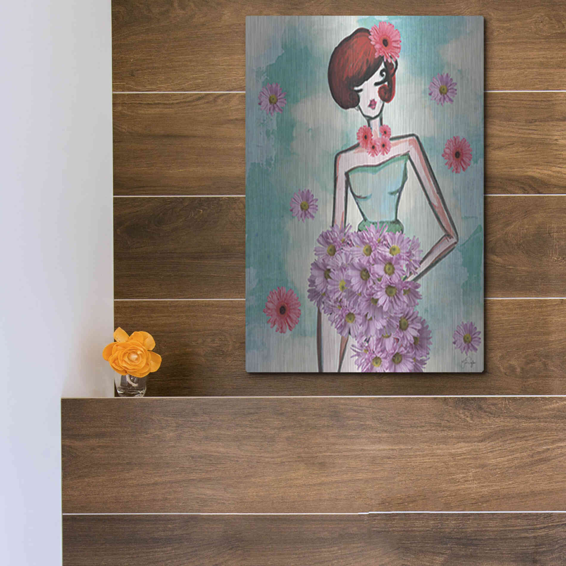 Luxe Metal Art 'Donna Fleur' by Yass Naffas Designs, Metal Wall Art,12x16