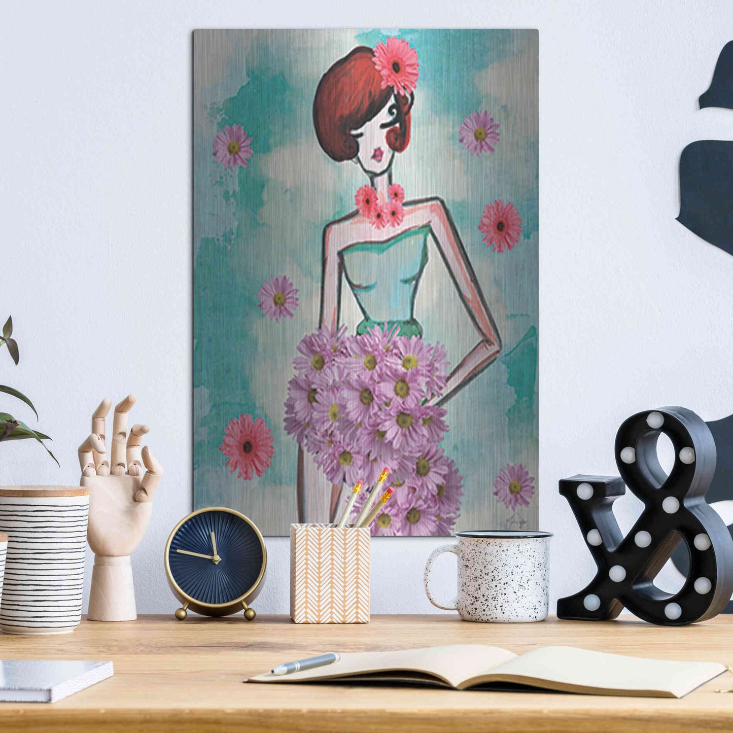 Luxe Metal Art 'Donna Fleur' by Yass Naffas Designs, Metal Wall Art,12x16