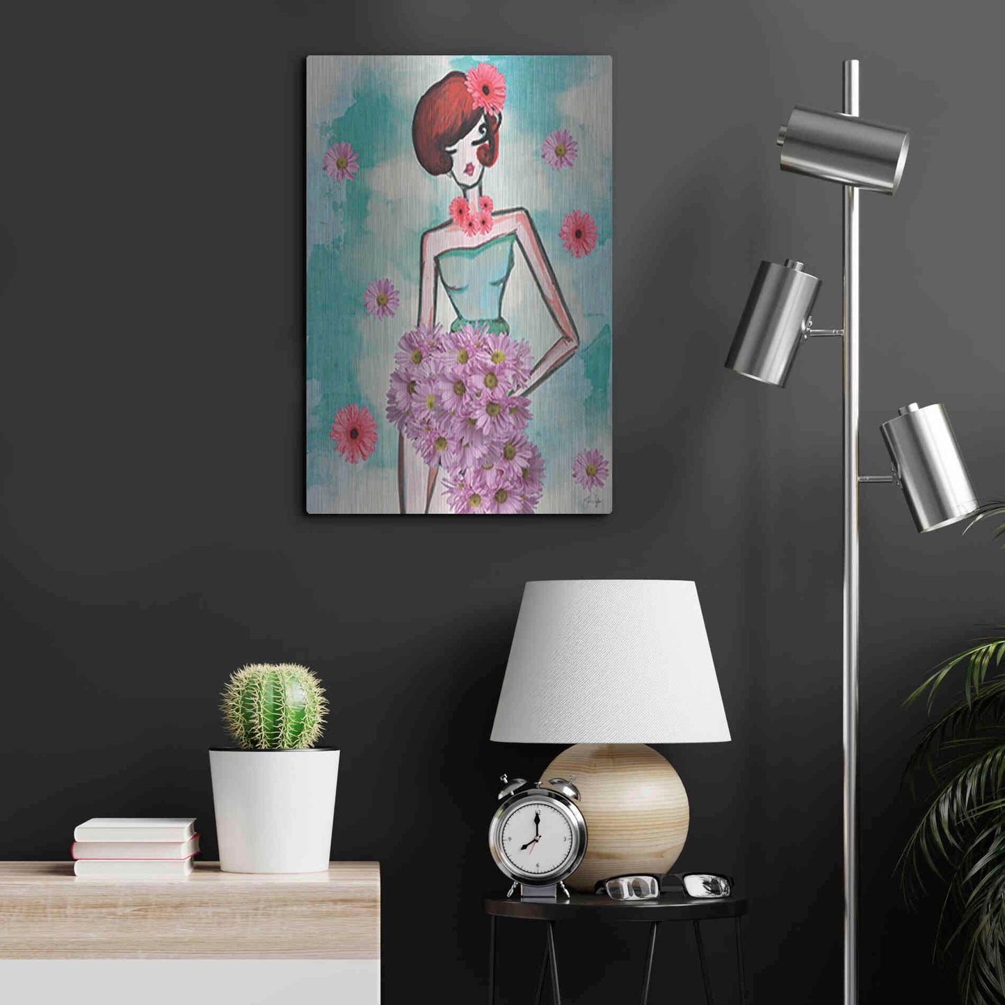 Luxe Metal Art 'Donna Fleur' by Yass Naffas Designs, Metal Wall Art,16x24